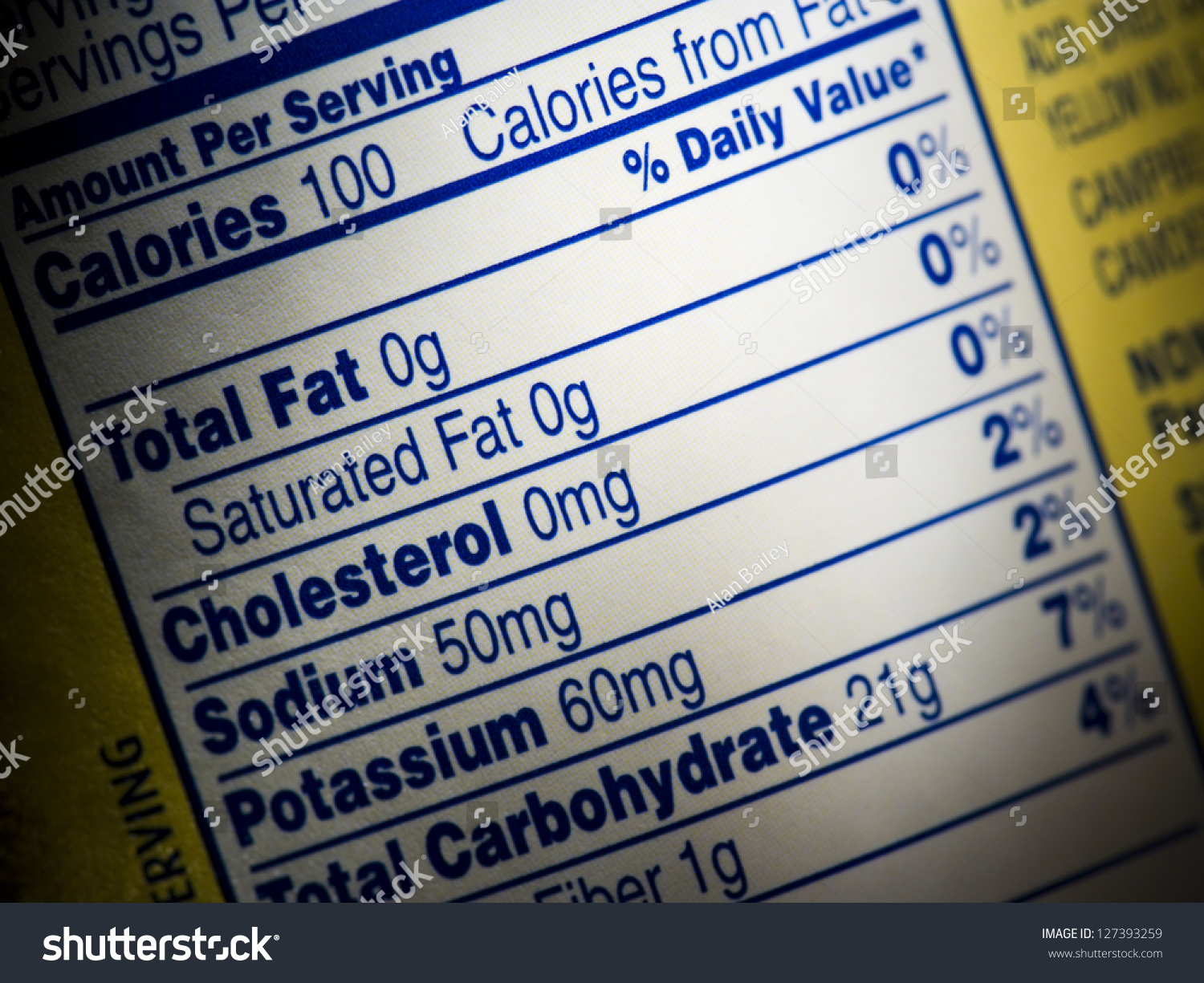 Closeup Nutrition Label On Food Box Stock Photo 127393259 - Shutterstock