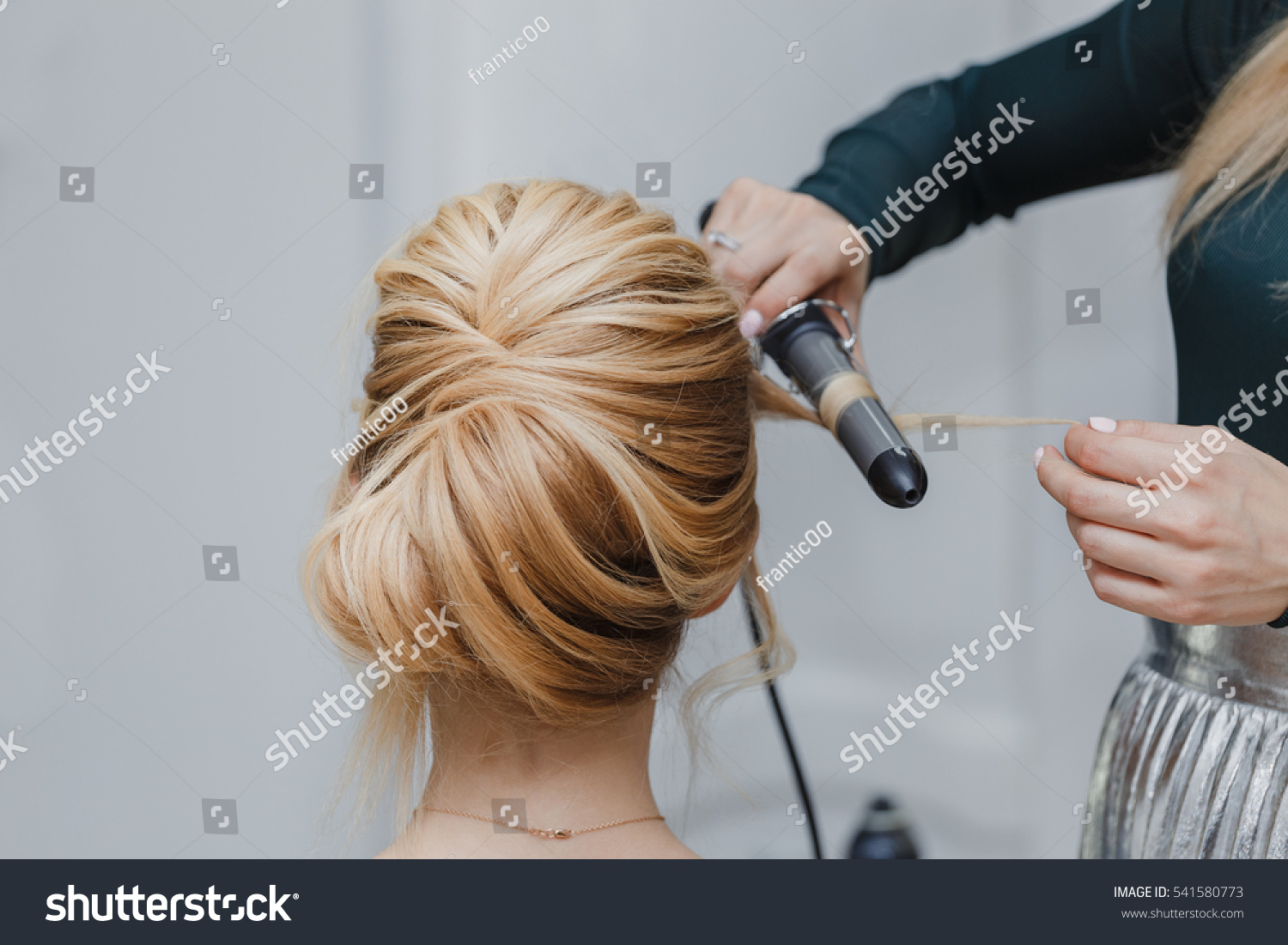 Closeup Professional Hairdresser Hands Doing Beauty Stock 