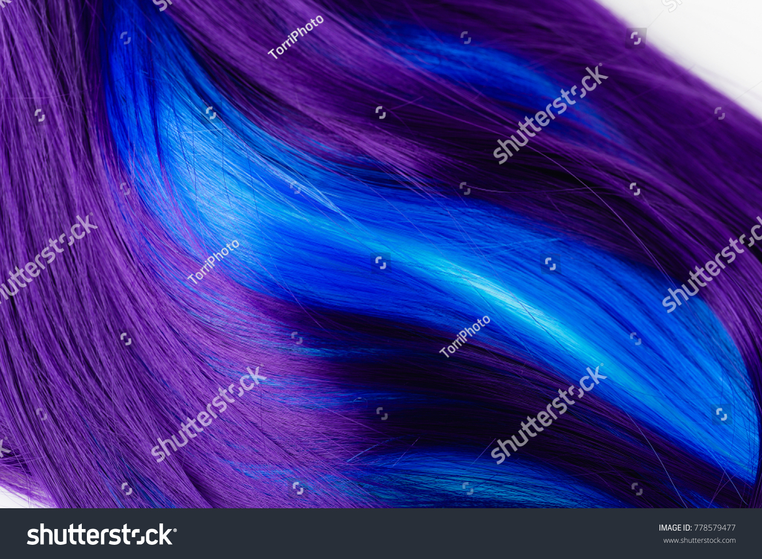 Closeup Purple Turquoise Blue Dyed Hair Stock Photo Edit Now