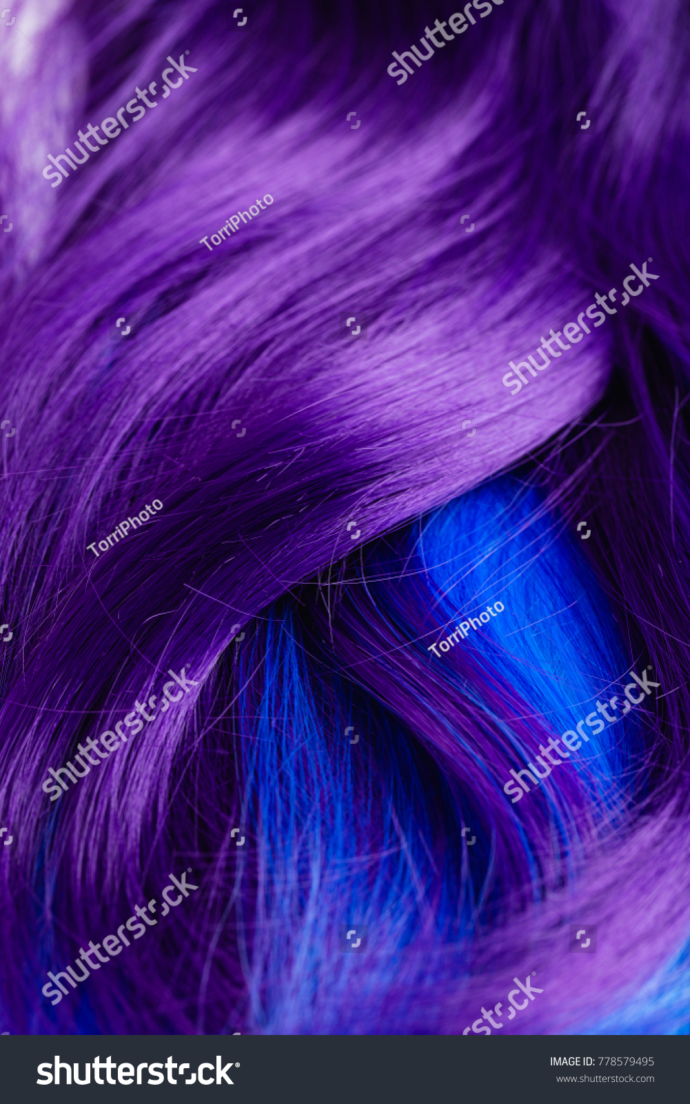 Closeup Purple Turquoise Blue Dyed Hair Royalty Free Stock Image