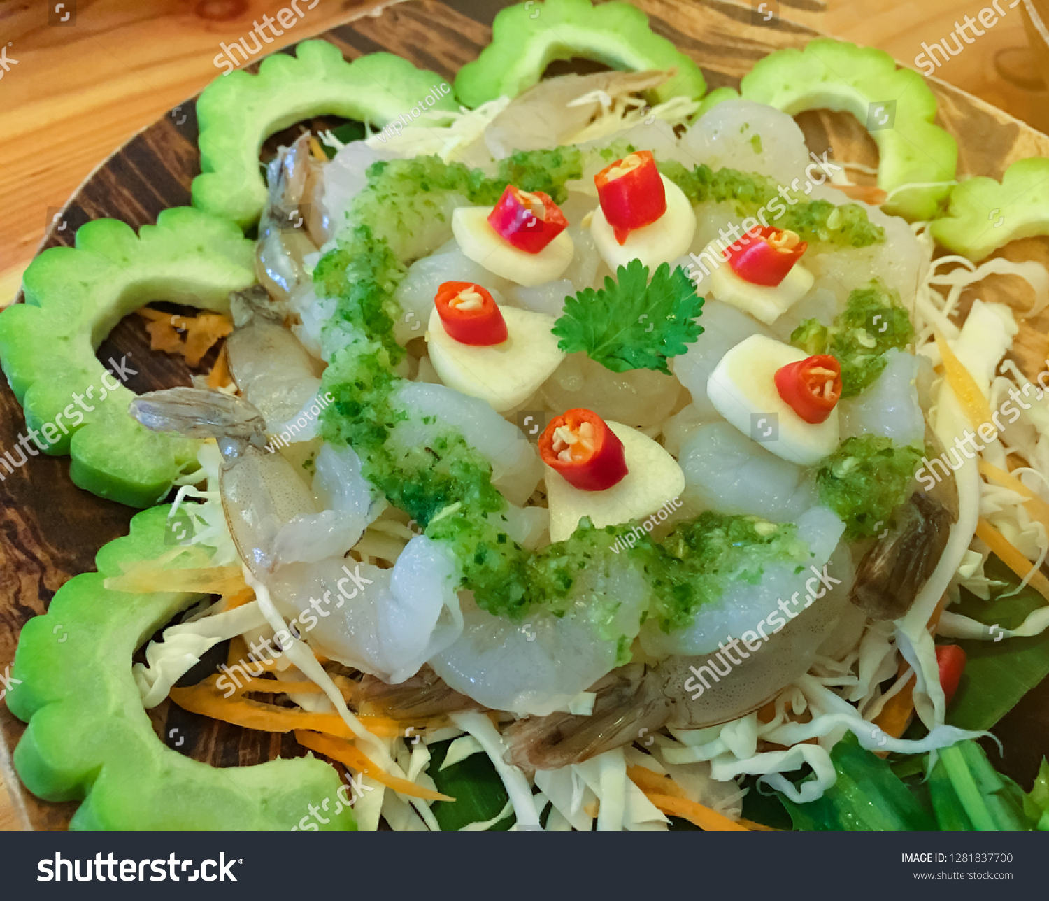 Closeup Raw Shrimp Fish Sauce Thai Stock Photo Edit Now 1281837700