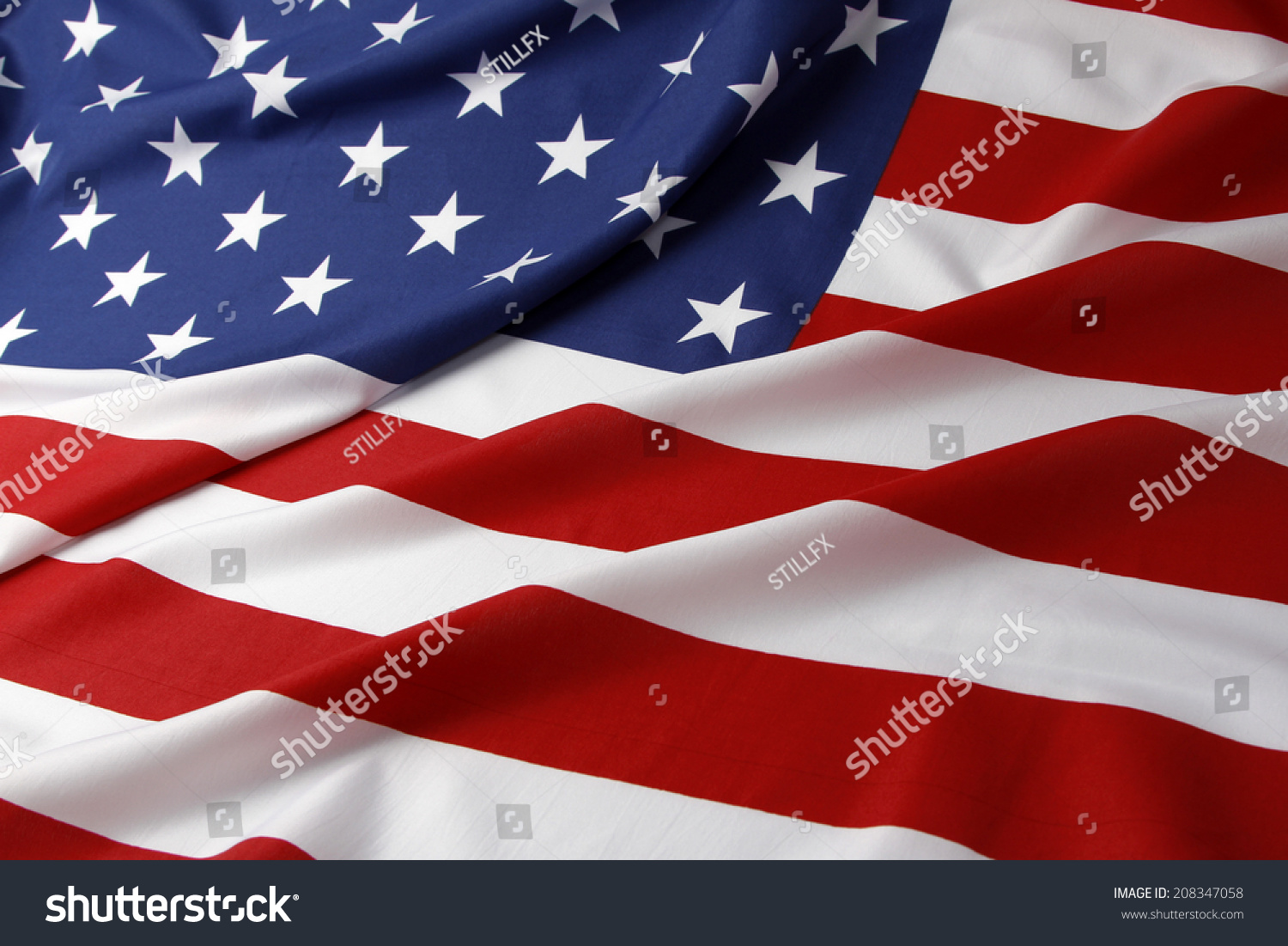 Closeup Of Ruffled American Flag Stock Photo 208347058 : Shutterstock