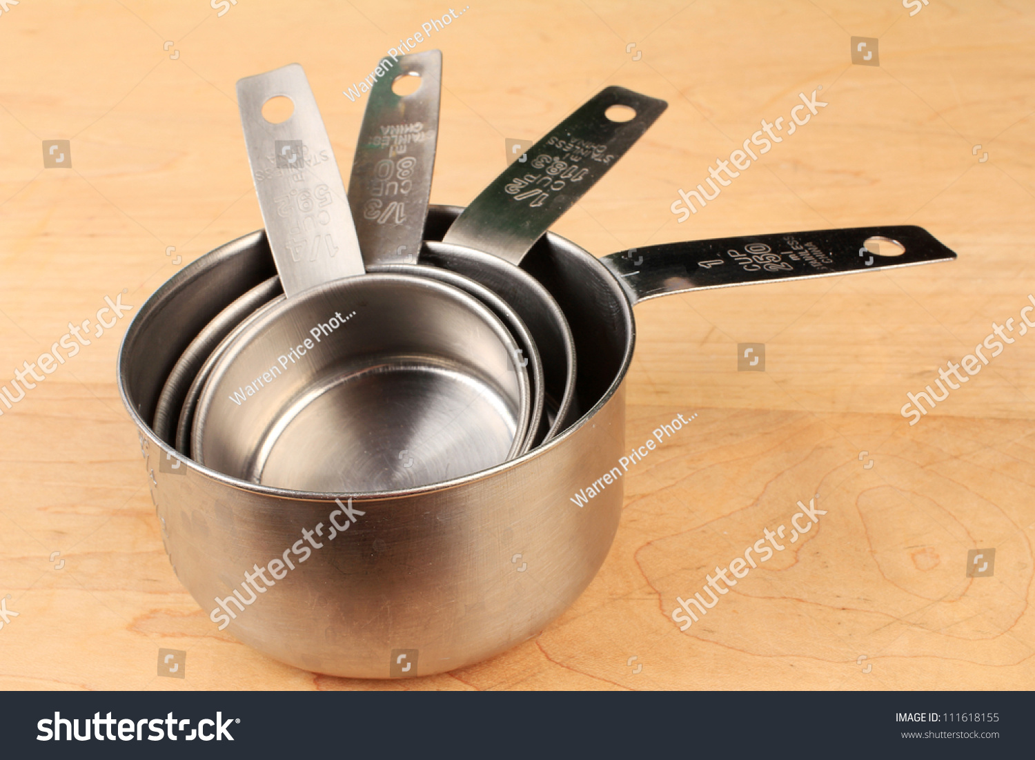 Closeup Set Stainless Steel Measuring Cups Stock Photo 111618155 ...