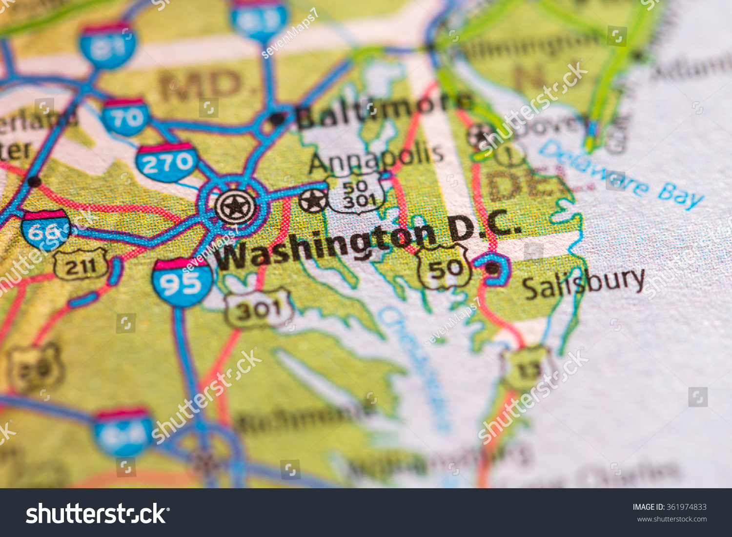 Closeup Washington Dc On Geographical Map Stock Photo (Edit Now) 361974833