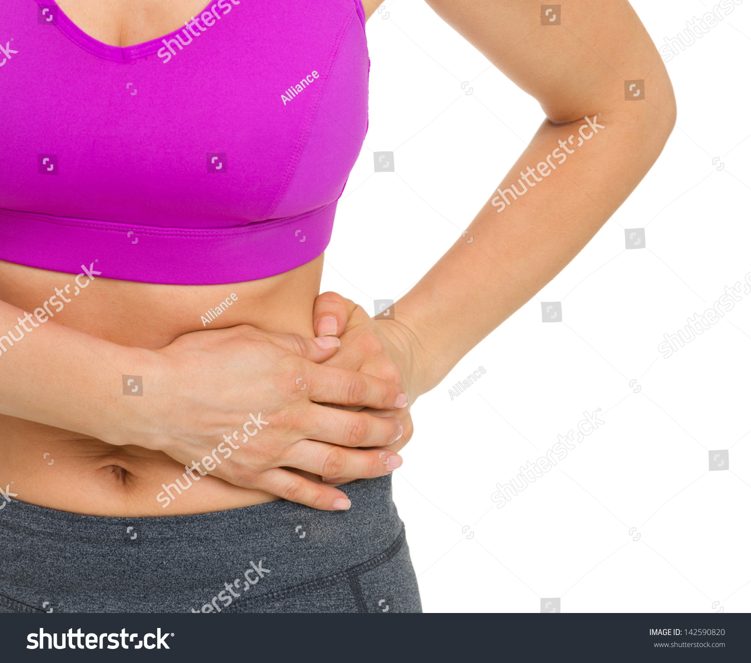 Closeup On Woman With Stomach Pain Stock Photo 142