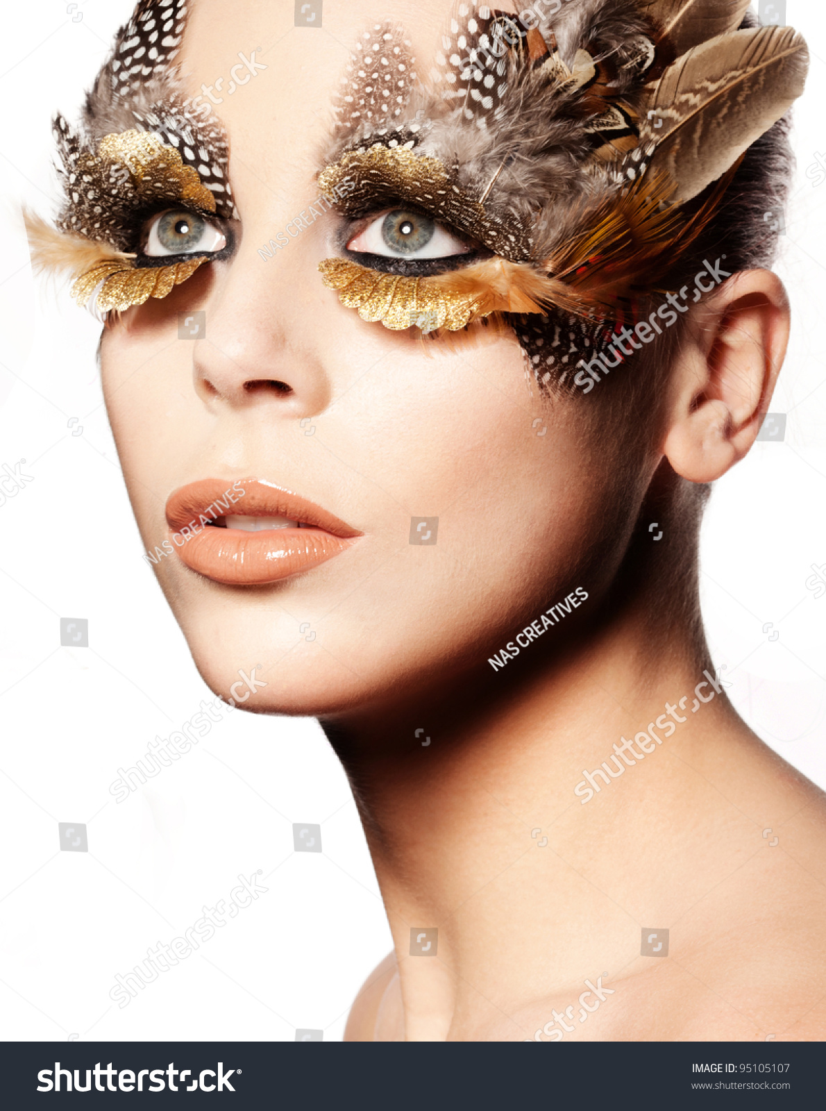 Closeup Portrait Beautiful Woman Wearing Striking Stock Photo 95105107 ...