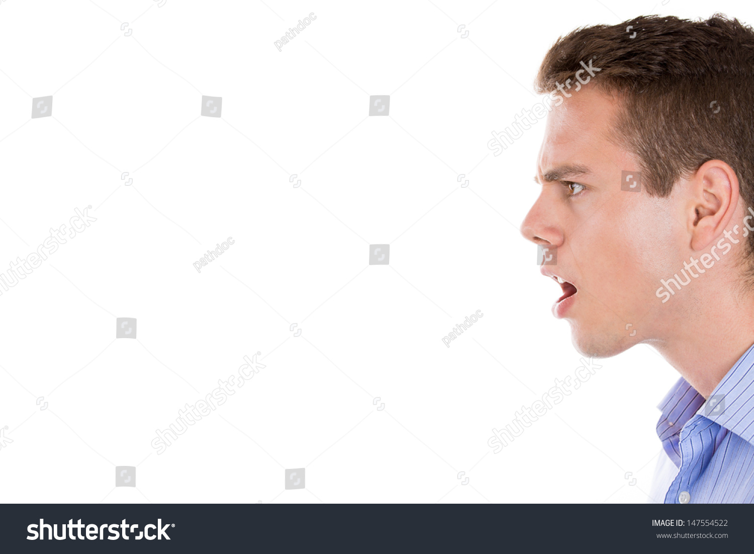 Closeup Portrait Angry Man Screaming Isolated Stock Photo 147554522 ...