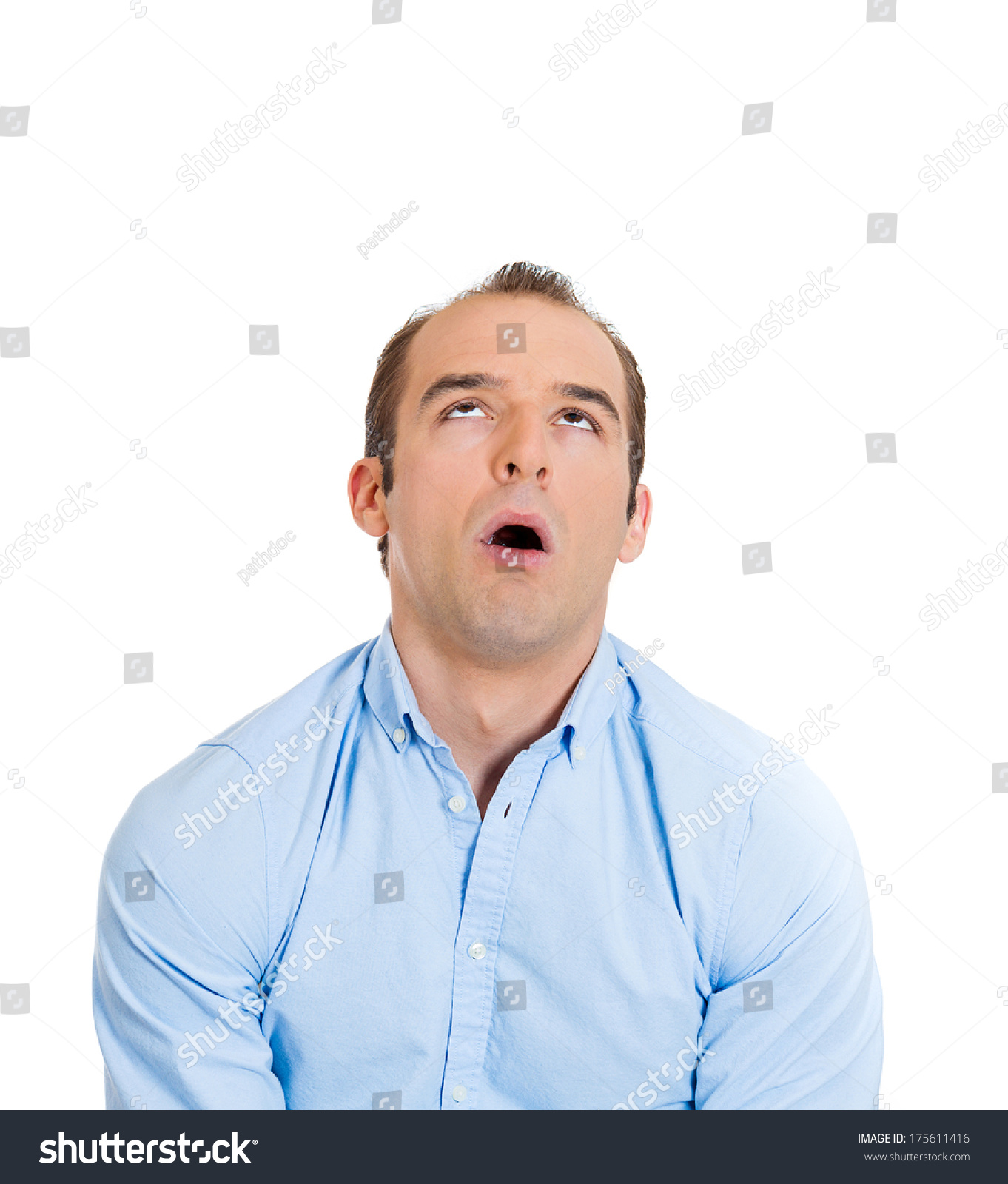 Closeup Portrait Funny Looking Guy Overwhelmed Stock Photo 175611416 ...