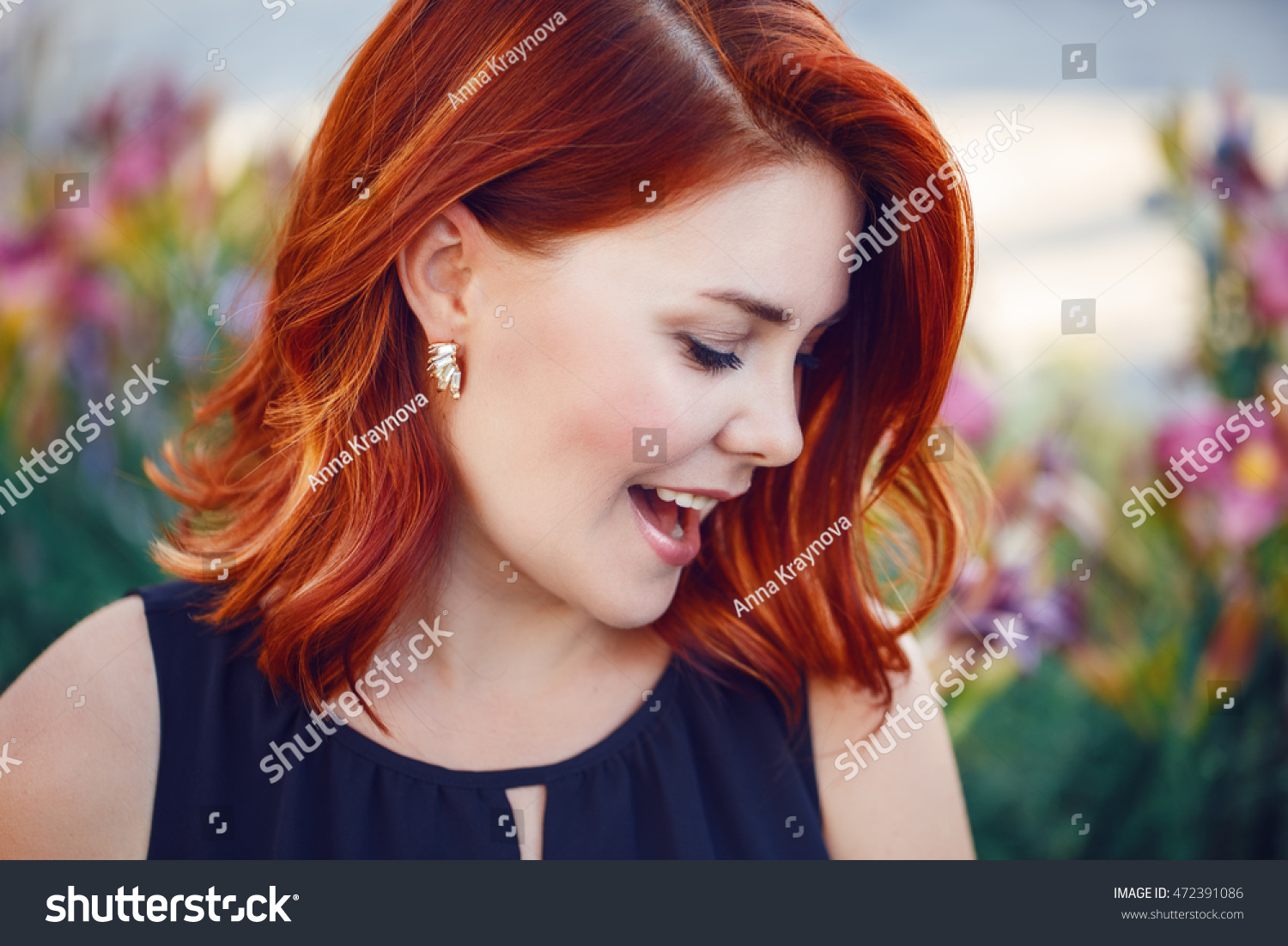 Closeup Portrait Smiling Laughing Flirty Middle Stock ...