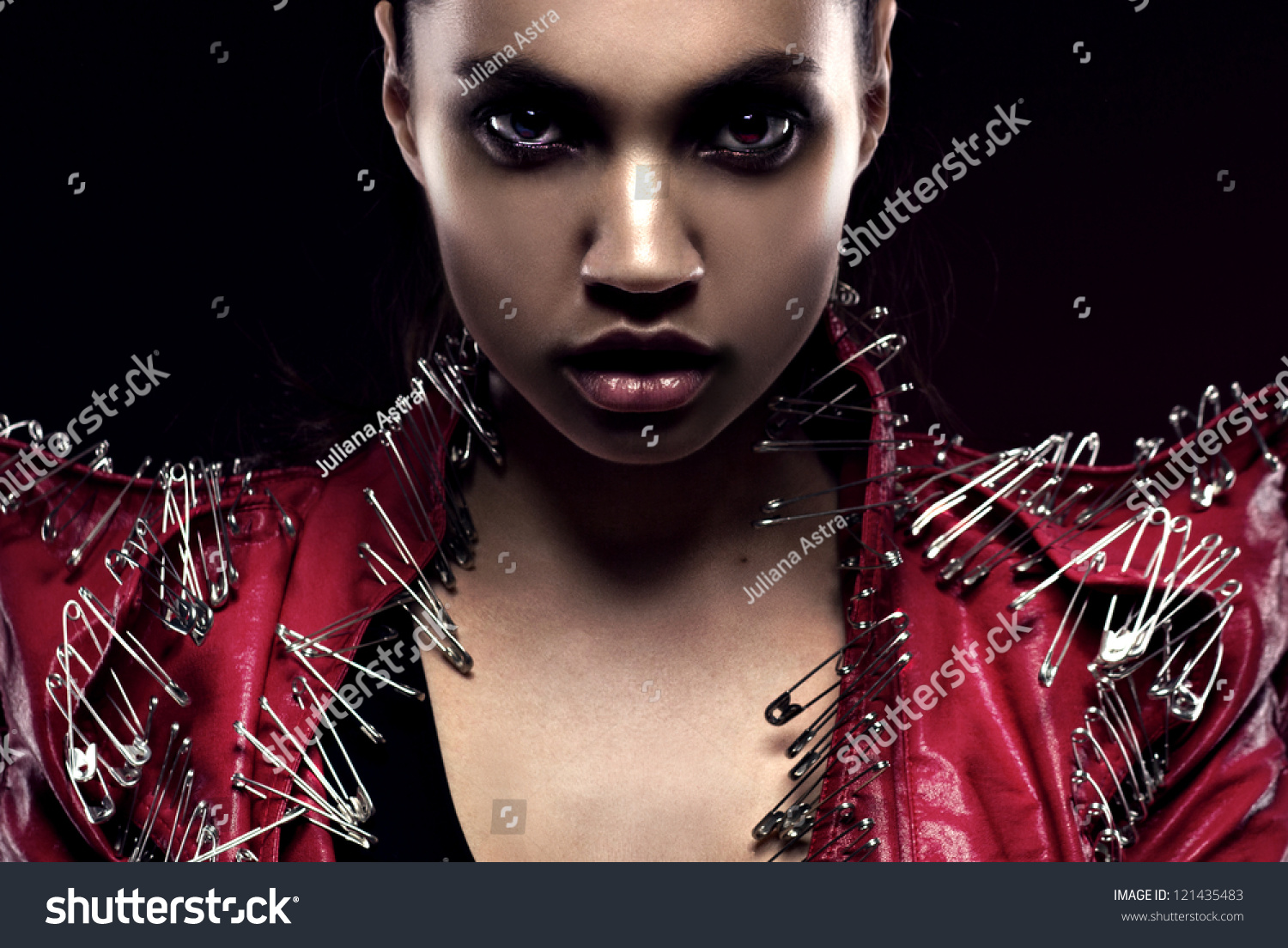 Closeup Portrait  Of Woman In Glam Rock  Style  Stock Photo 