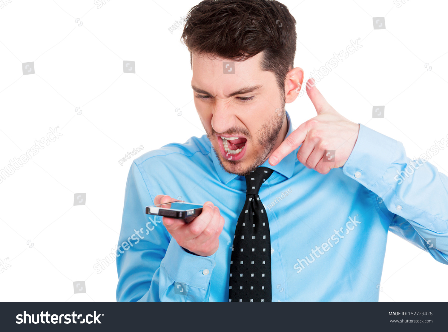 Closeup Portrait Of Young Mad, Frustrated Angry Man Yelling While On A ...