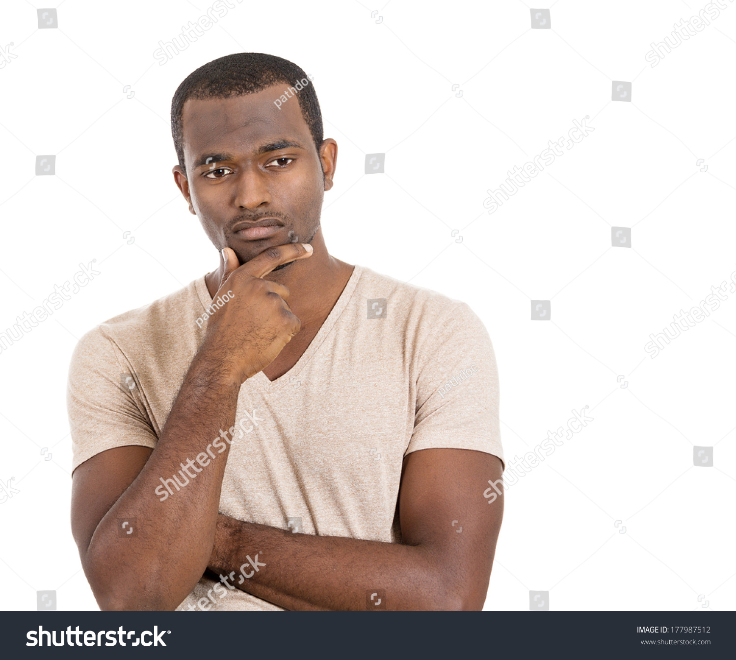 Closeup Portrait Young Sad Serious Man Stock Photo 177987512 - Shutterstock