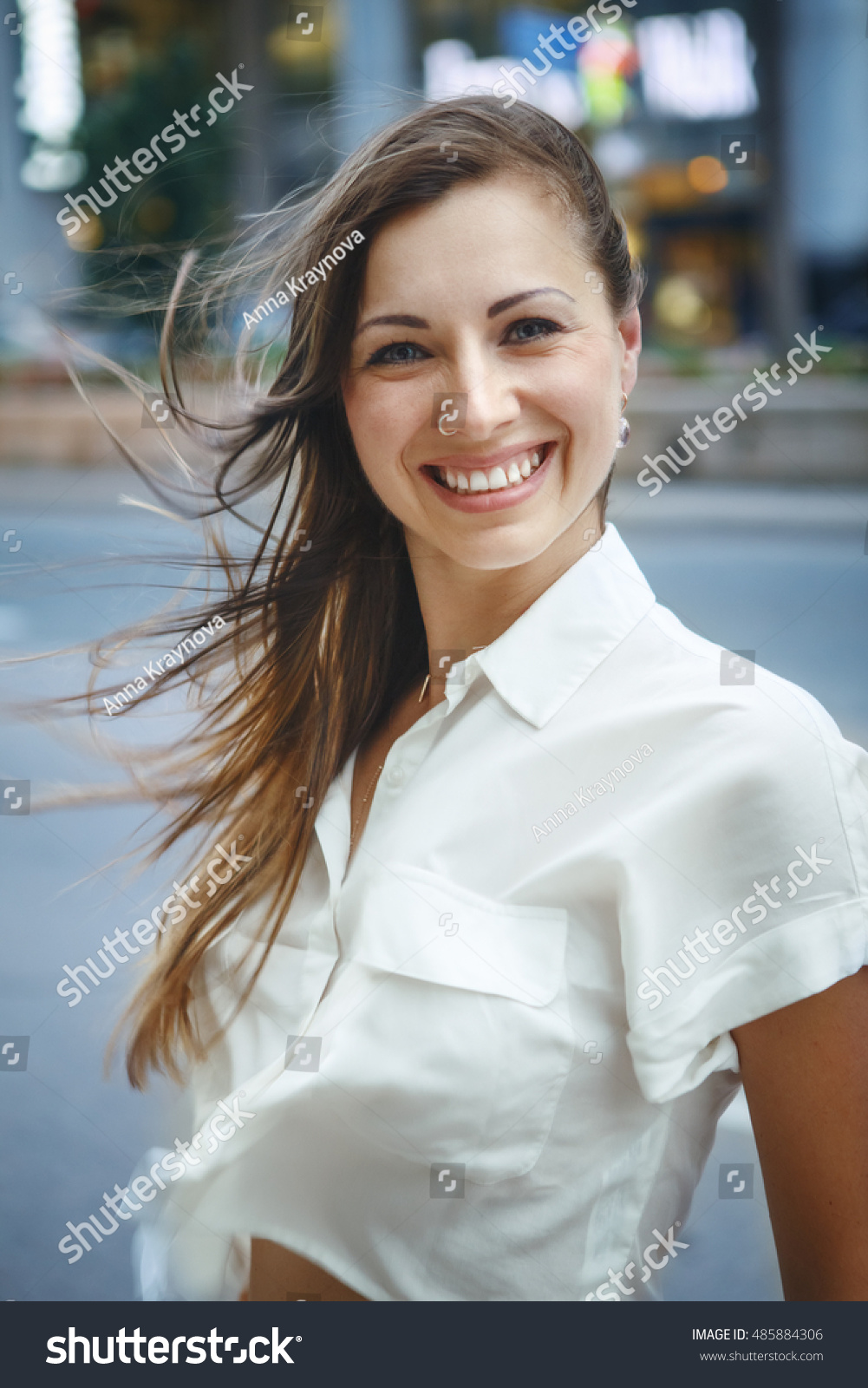 Closeup Portrait Young Smiling Caucasian Woman Stock Photo Edit