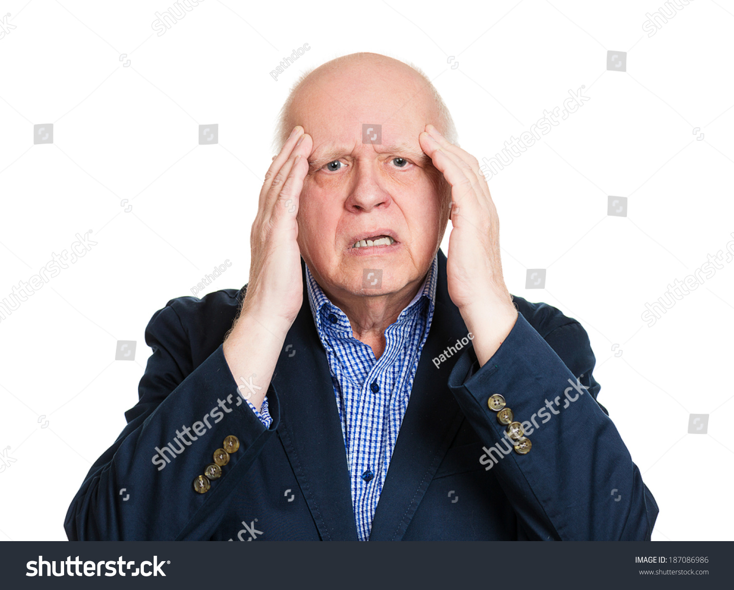 Closeup Portrait Old Stressed Man Grandfather Stock Photo 187086986 ...