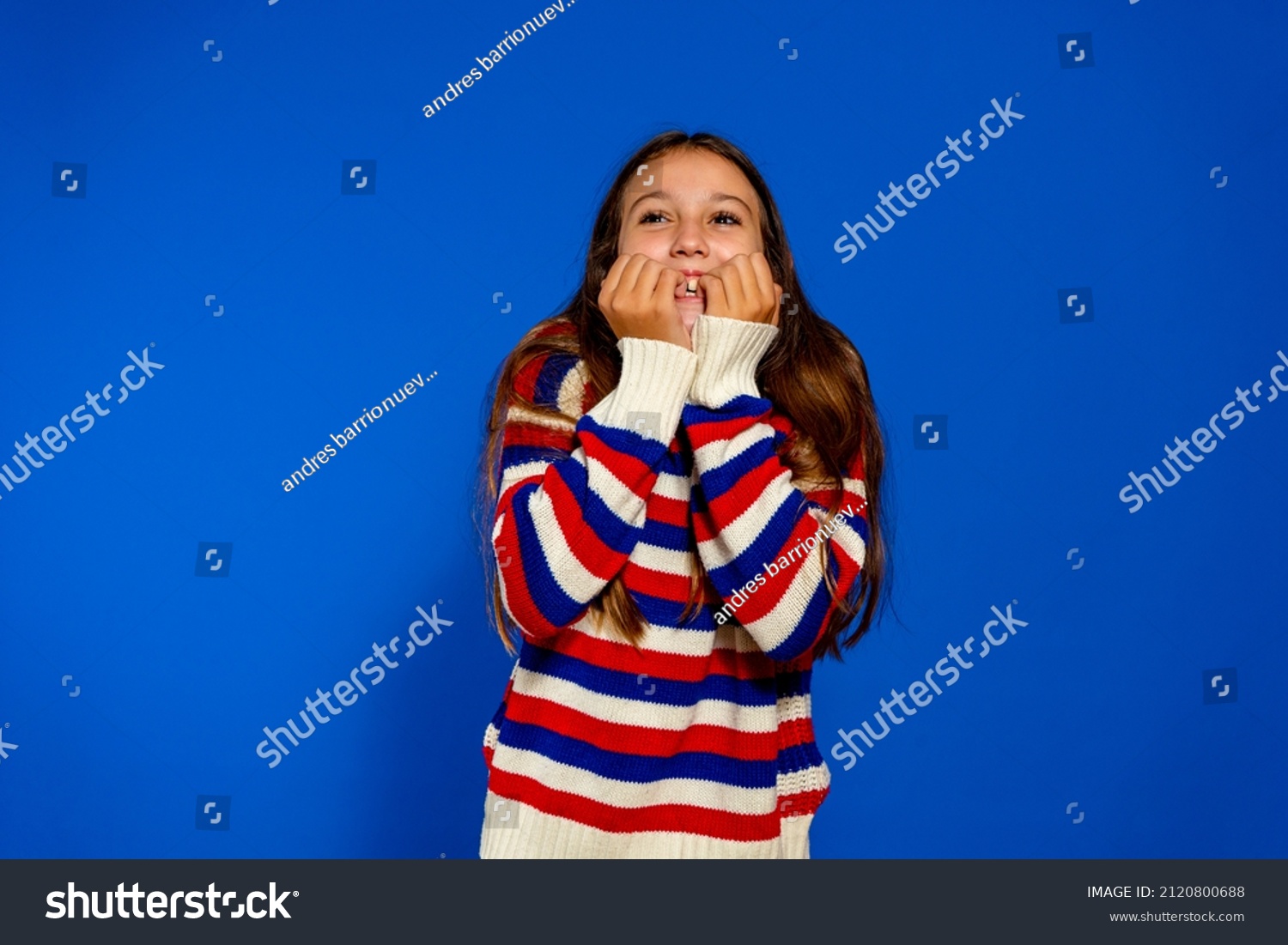 Closeup Portrait Young Little Girl Biting Stock Photo (Edit Now) 2120800688