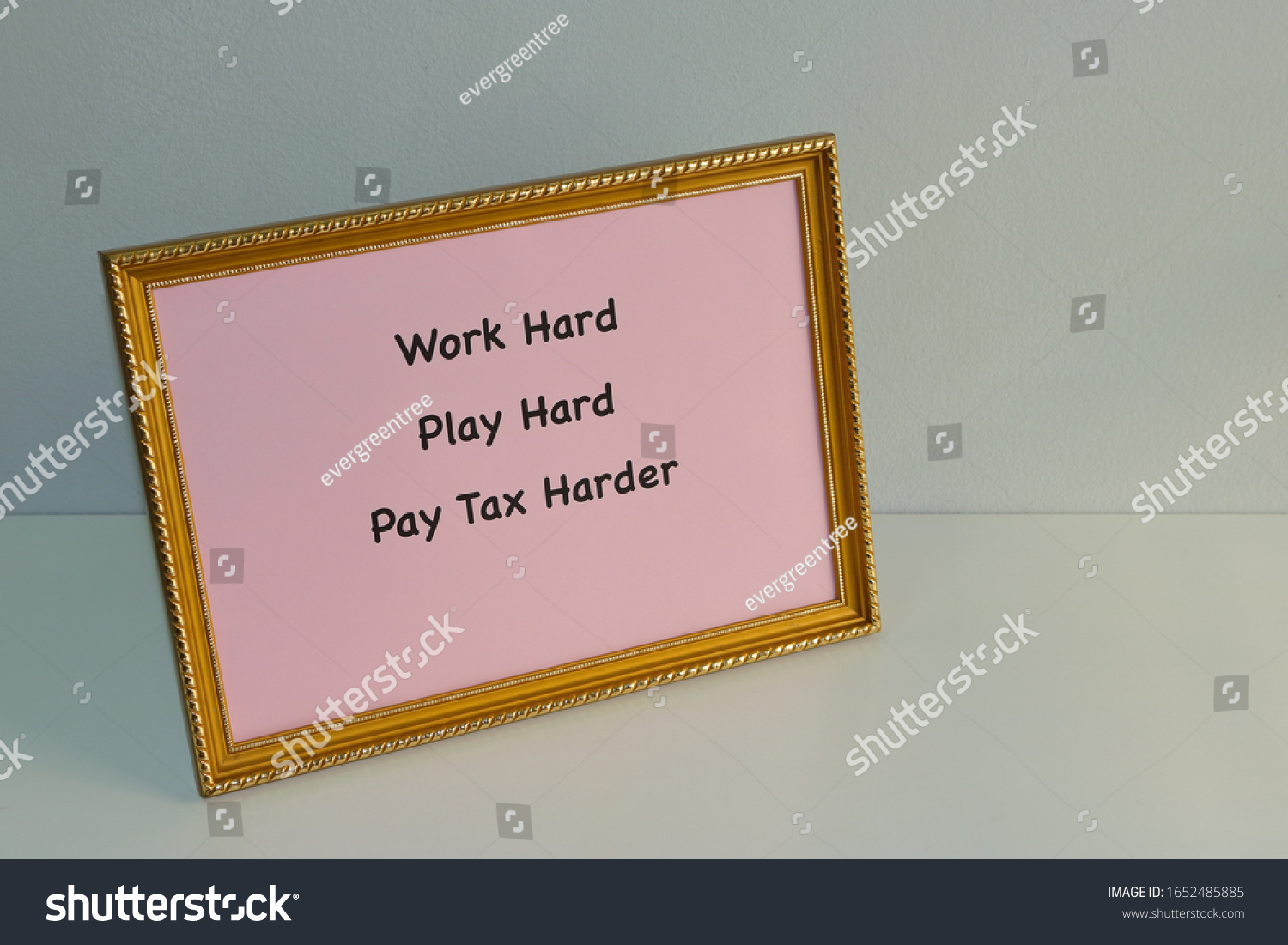 Closeup Slogan Work Hard Play Hard Stock Photo Edit Now