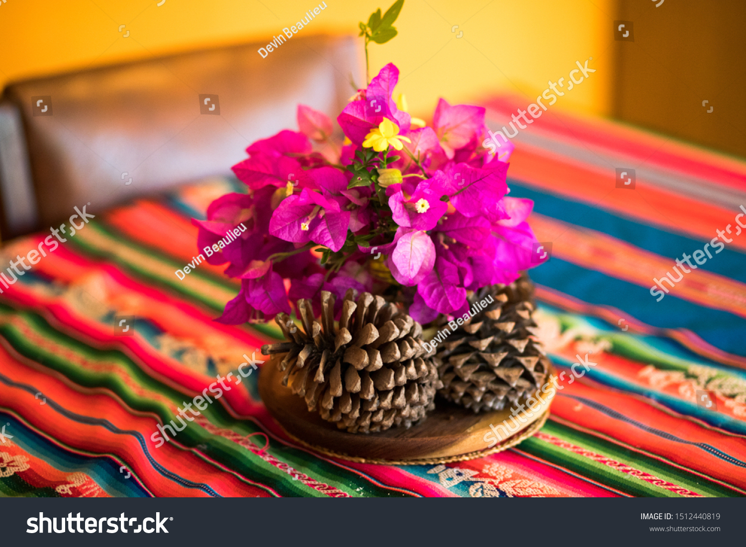 Closeup Table Design Centerpiece Bouquet Bougainvillea Stock Photo Edit Now 1512440819