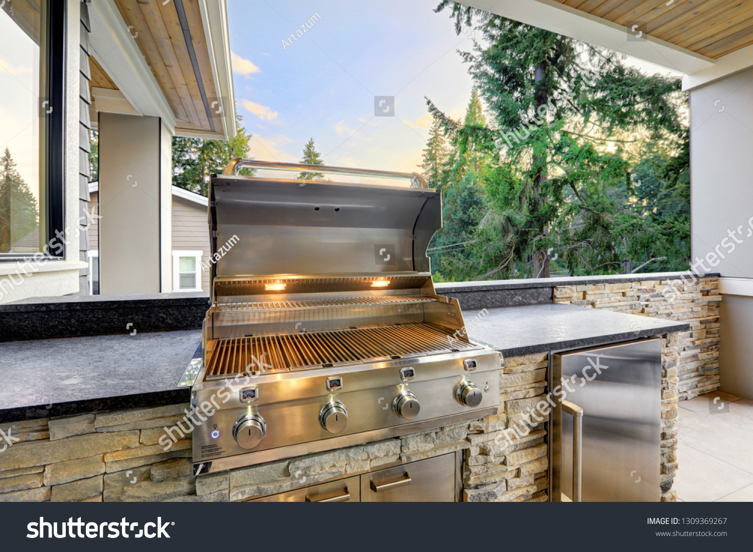 Closeup View Opened Barbecue Grill Outdoor Stock Photo Edit Now