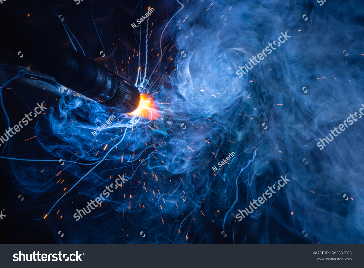 156 Fcaw Images Stock Photos Vectors Shutterstock   Stock Photo Closeup Welding Torch Of Flux Core Welding Process Fcaw Industrial Welder Welding Fabricated 1583886568 