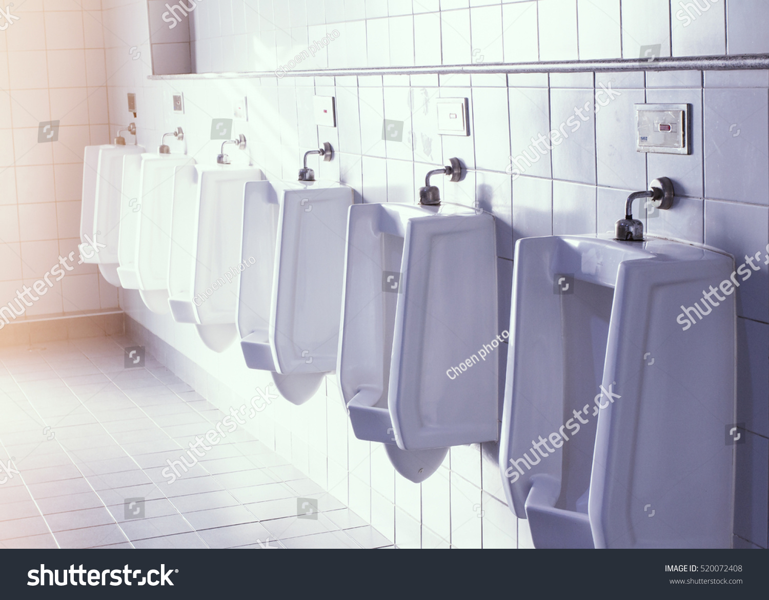 Closeup White Urinals In Men'S Bathroom, Design Of White Ceramic ...