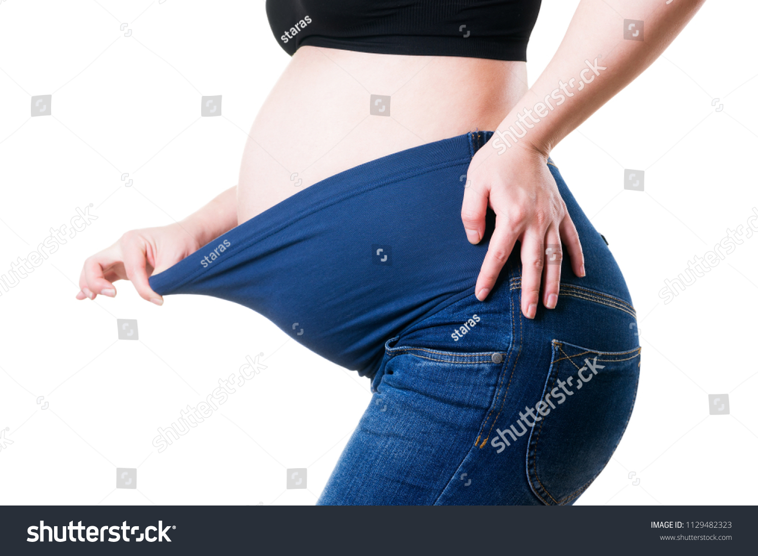 Kleidung Fur Schwangere Frauen Blaue Jeans Stockfoto Jetzt Bearbeiten