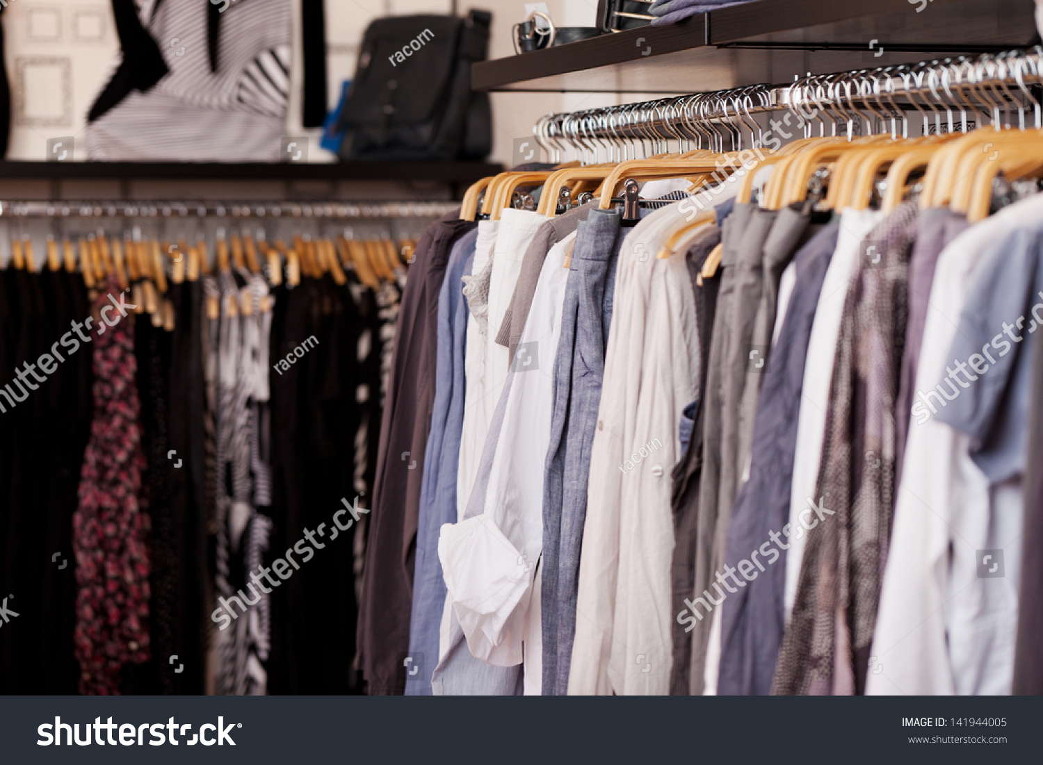 Clothes Rack Full Clothes Clothing Store Stock Photo 141944005 ...