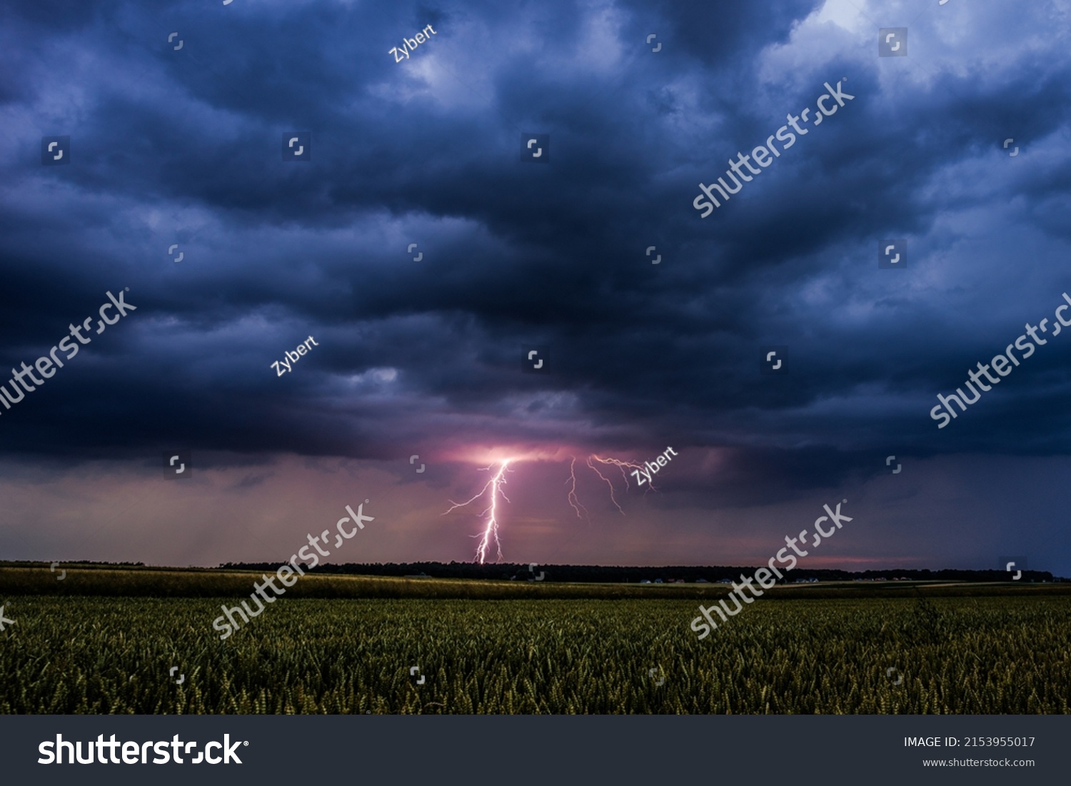 Cloud Ground Lightning Strike Afternoon Stock Photo 2153955017 ...