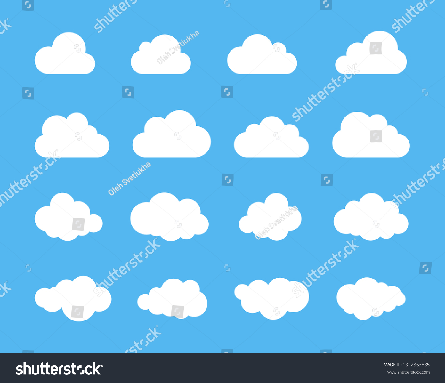 Clouds Silhouettes Set Clouds Shapes Collection Stock Illustration ...