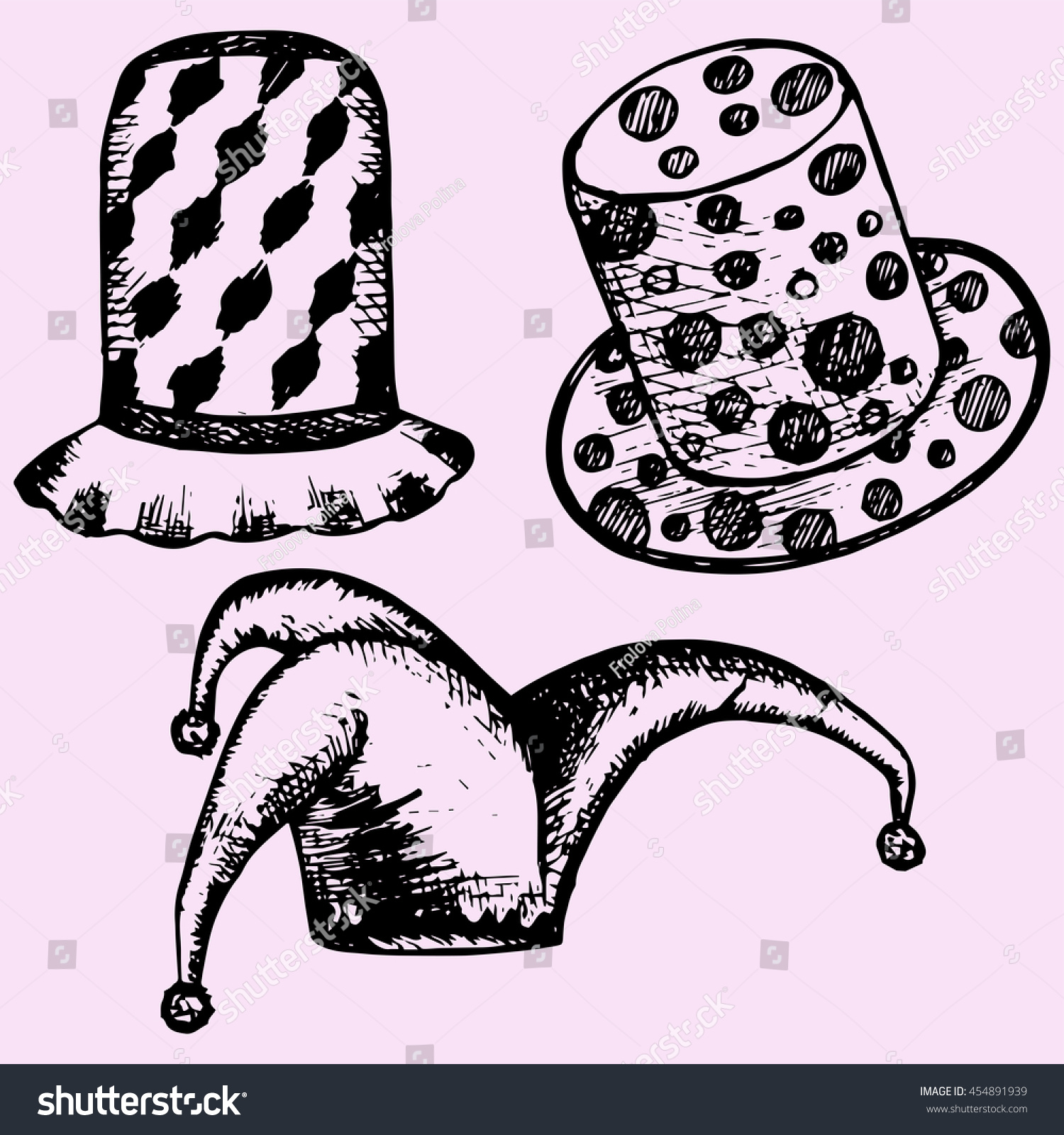 Clown Jester Hat Cap Circus Doodle Stock Illustration 454891939