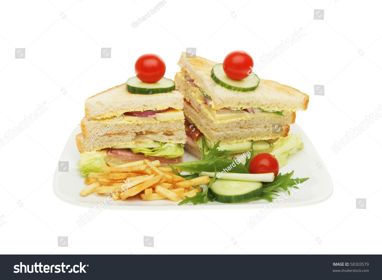 Club Sandwich Salad Garnish Potato Chips Stock Photo ...