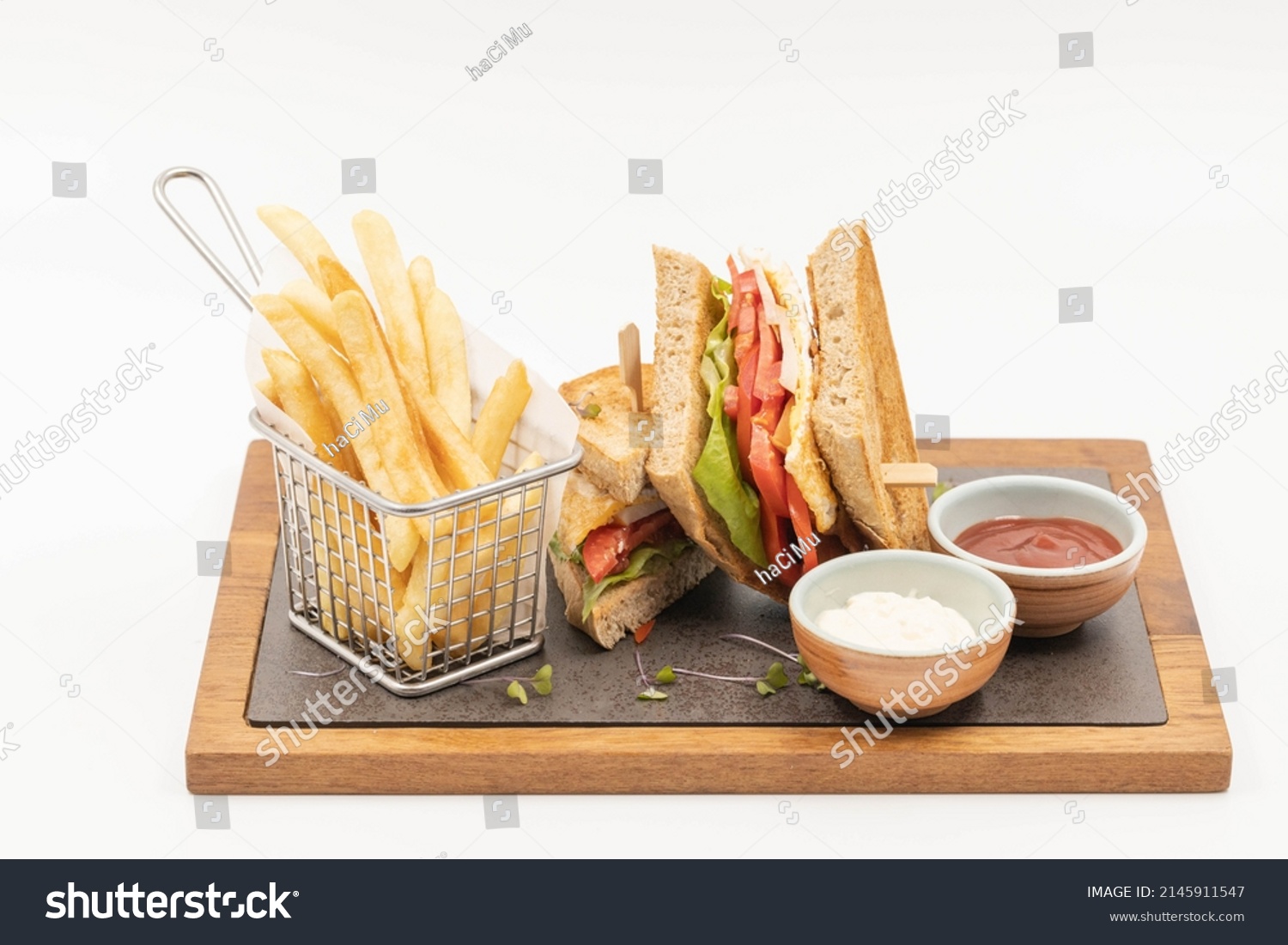 Club Sandwiches French Fries White Background Stock Photo 2145911547 ...