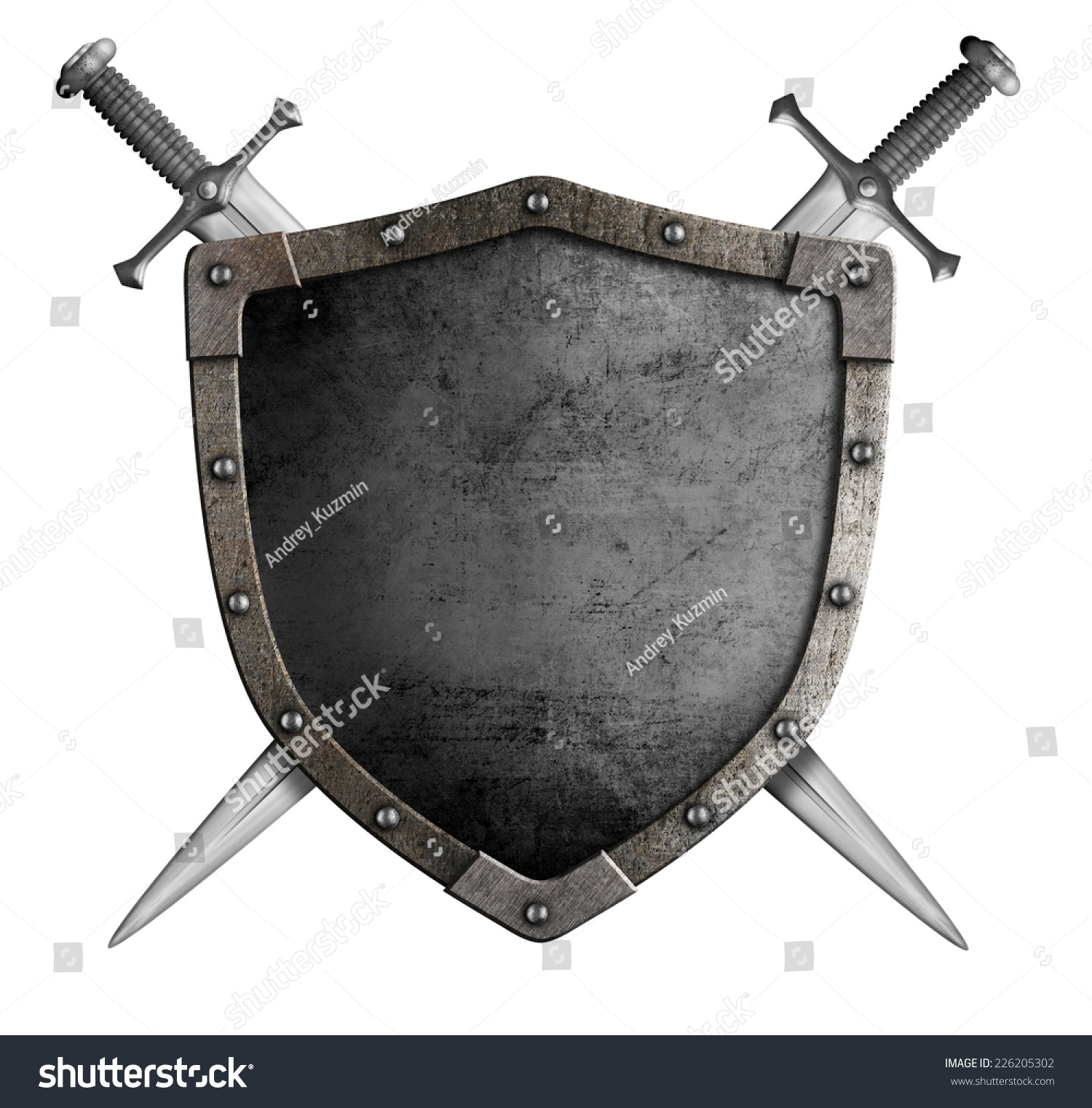 Coat Of Arms Medieval Knight Shield And Sword Isolated On White Stock ...
