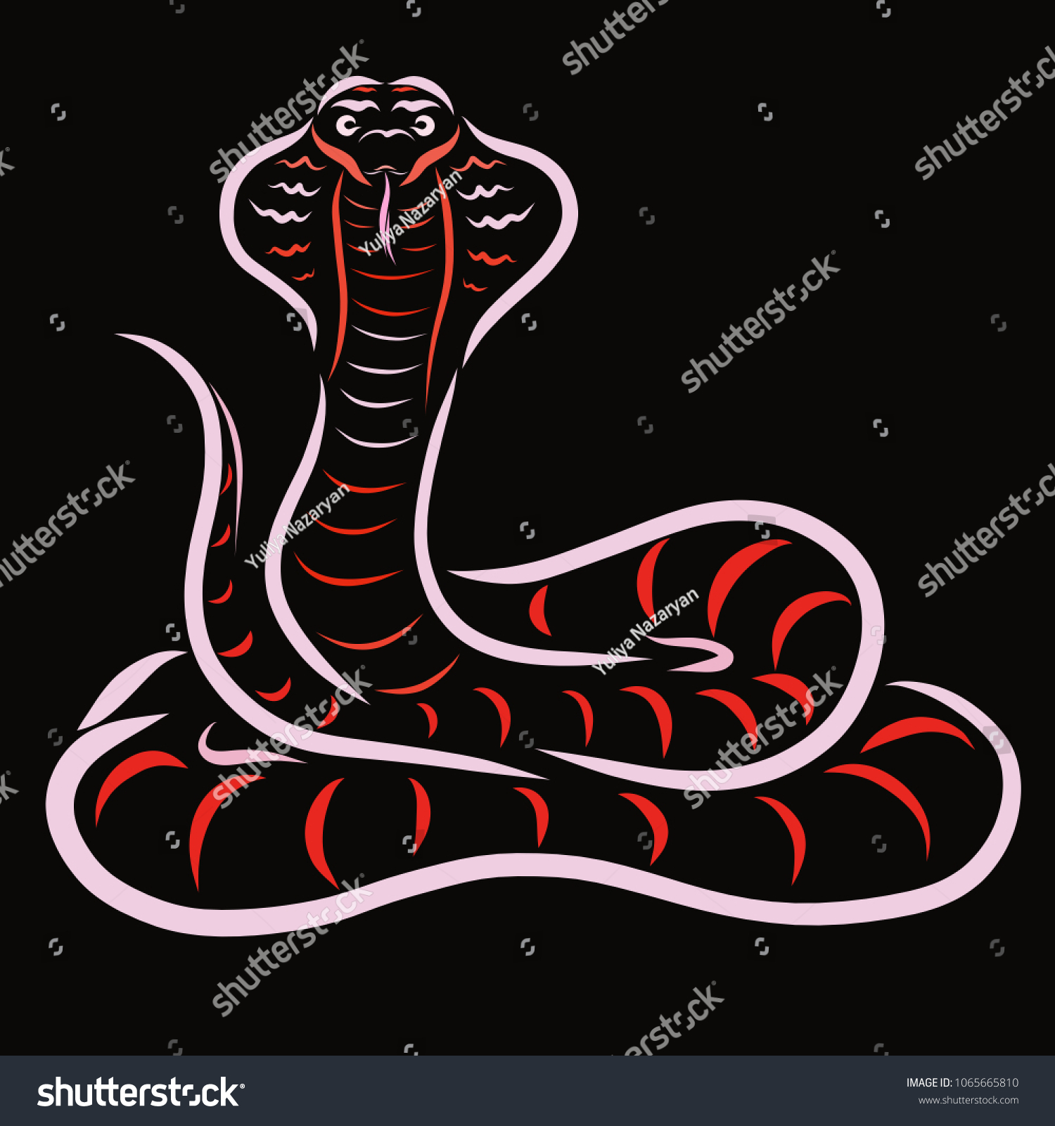 Cobra Pattern On Black Background Stock Illustration 1065665810