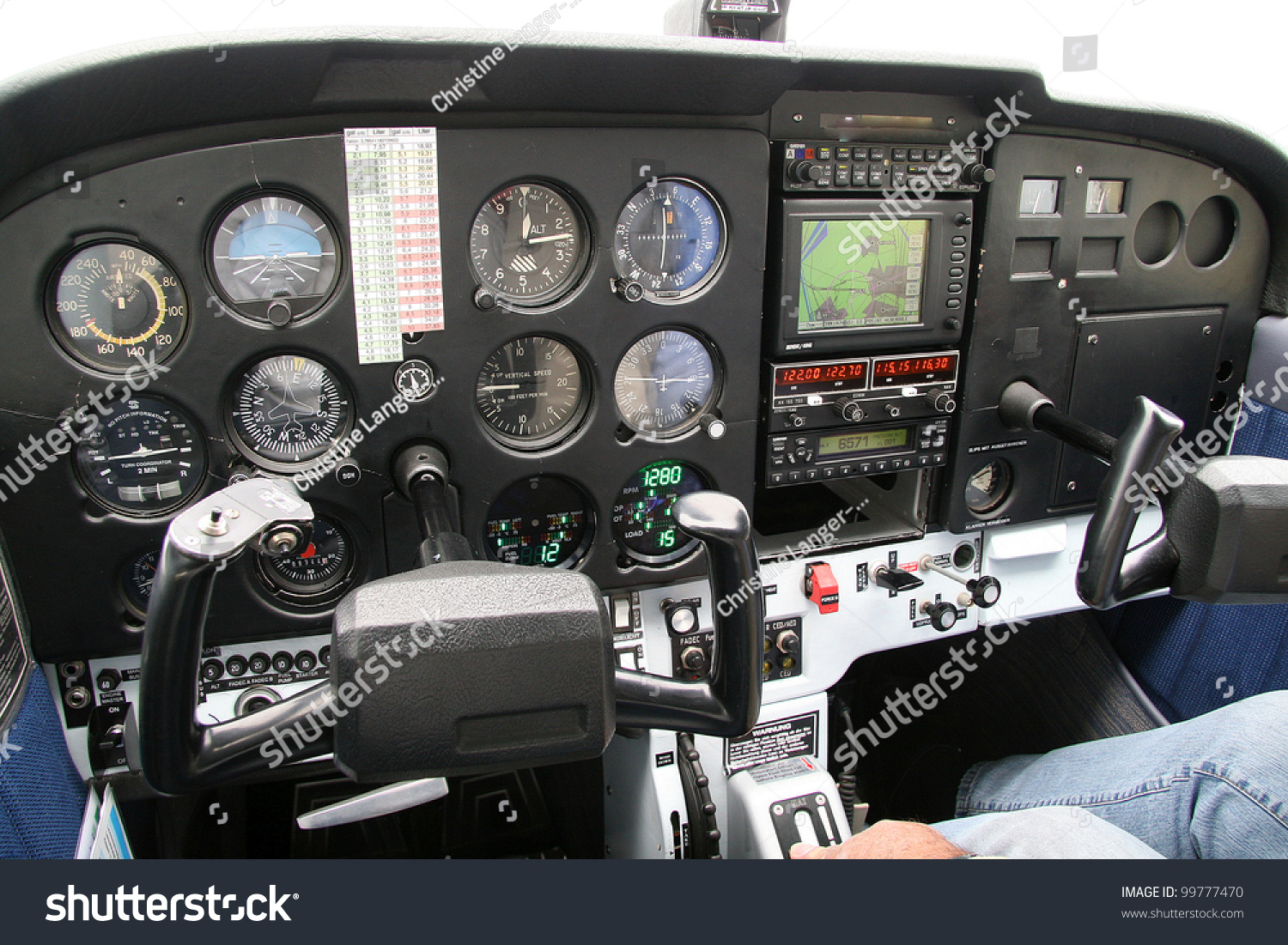 Cockpit Small Aircraft Instrument Panel Steering Stock Photo 99777470 ...