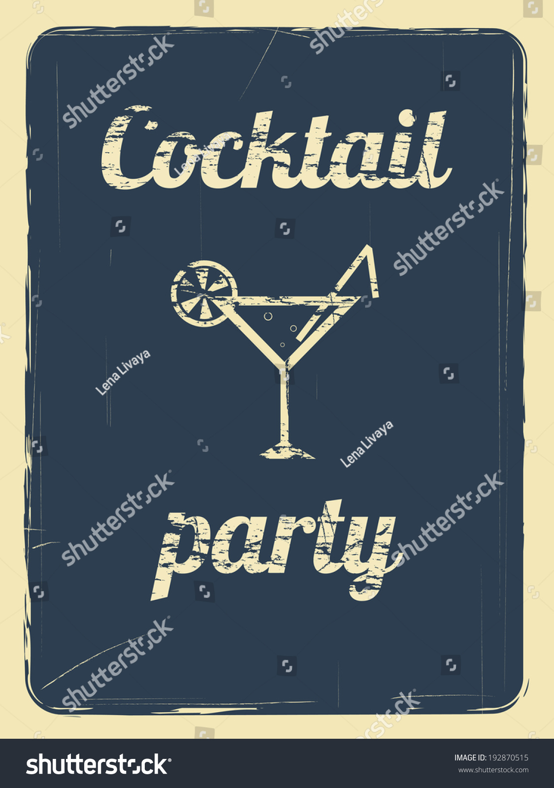 Cocktail Party Invitation Template Retro Effect Stock Illustration ...