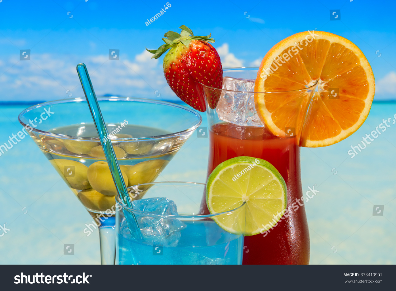 Cocktaisl Tropical Fruit On Beach Stock Photo 373419901 | Shutterstock