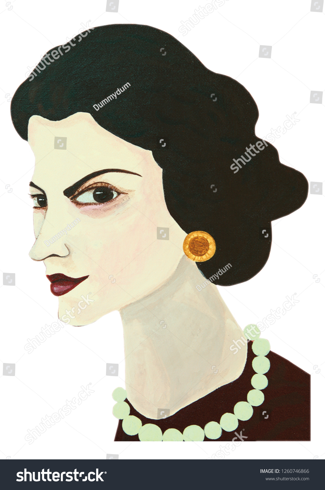Coco Chanel Portrait Illustration Acrylic Color Painting On Canvas