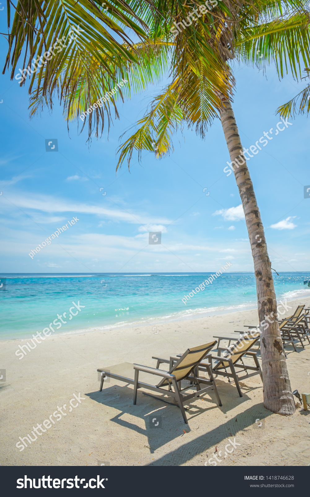 Coconut Tree Chair On Beach Island Stock Photo Edit Now 1418746628