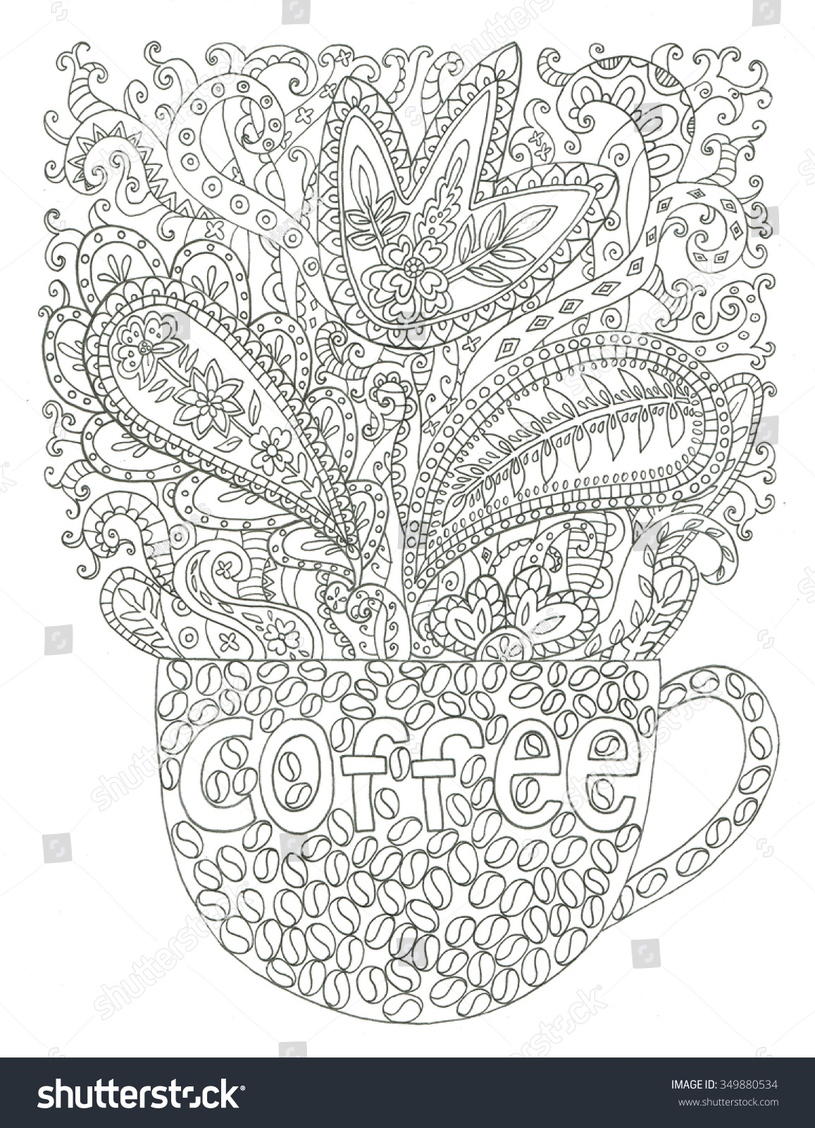 Coffee Cup Coloring Page Stock Illustration 349880534 | Shutterstock