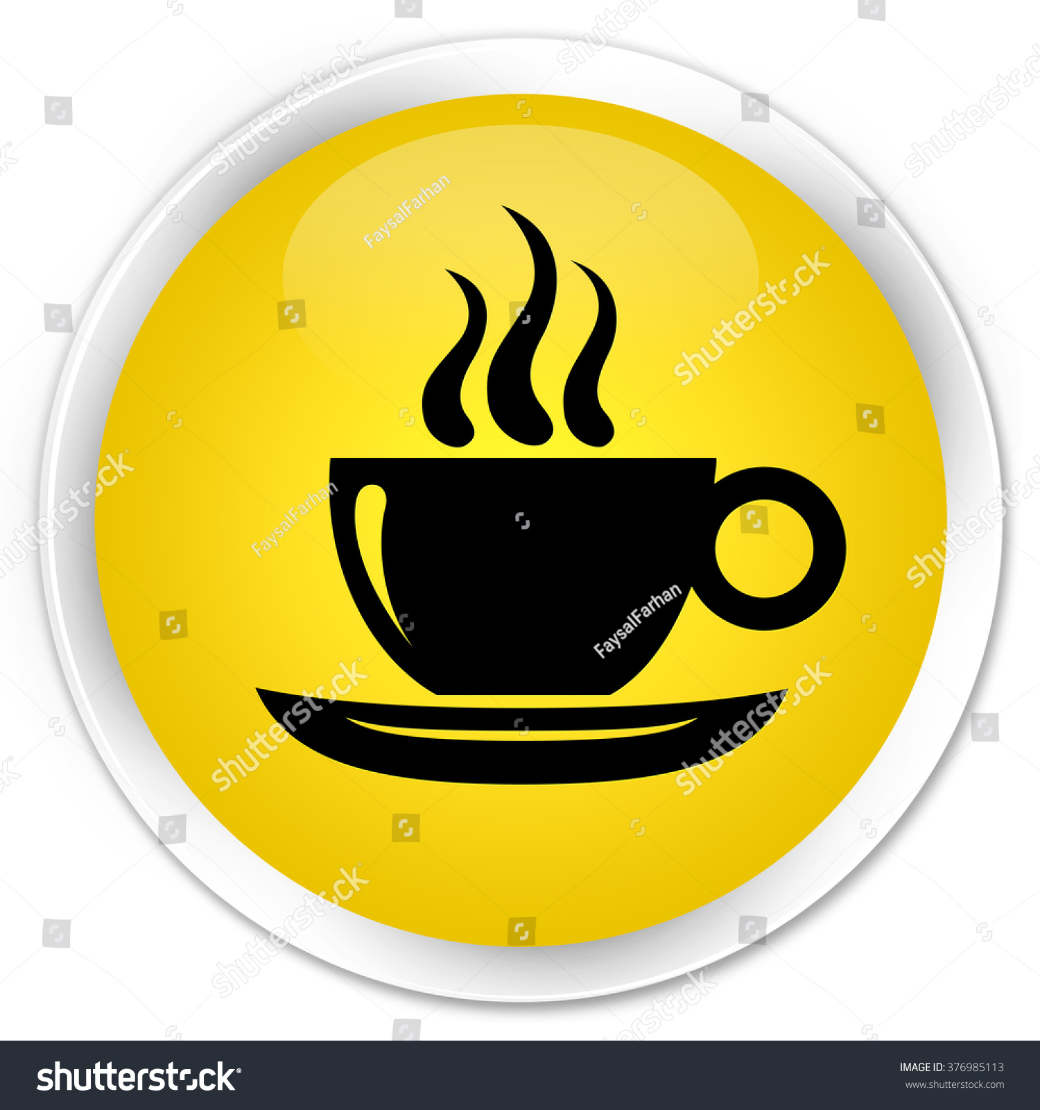 Download Coffee Cup Icon Yellow Glossy Round Stock Illustration 376985113 PSD Mockup Templates