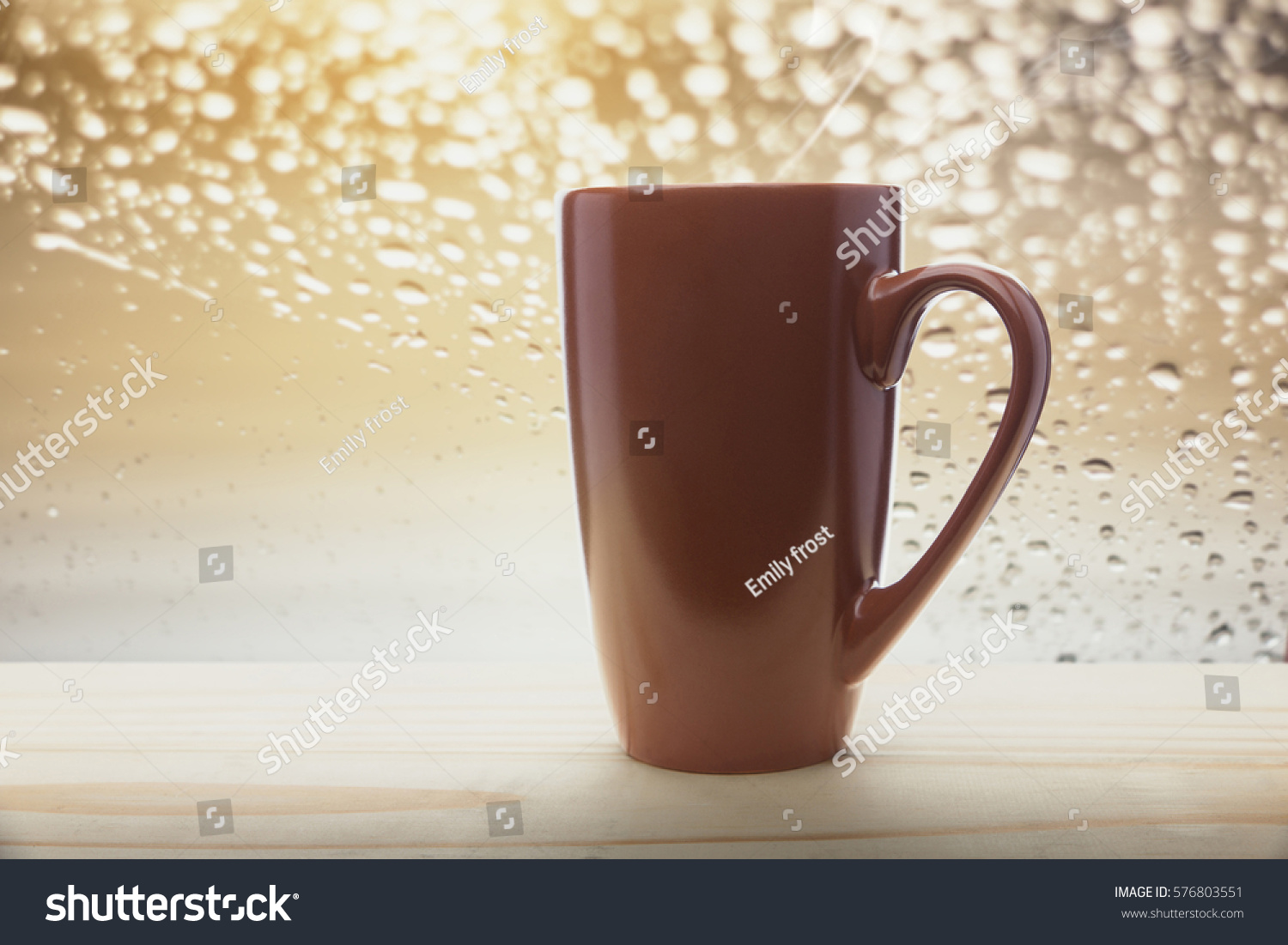 Coffee Red Cup On Rainy Day Food And Drink Objects Stock Image