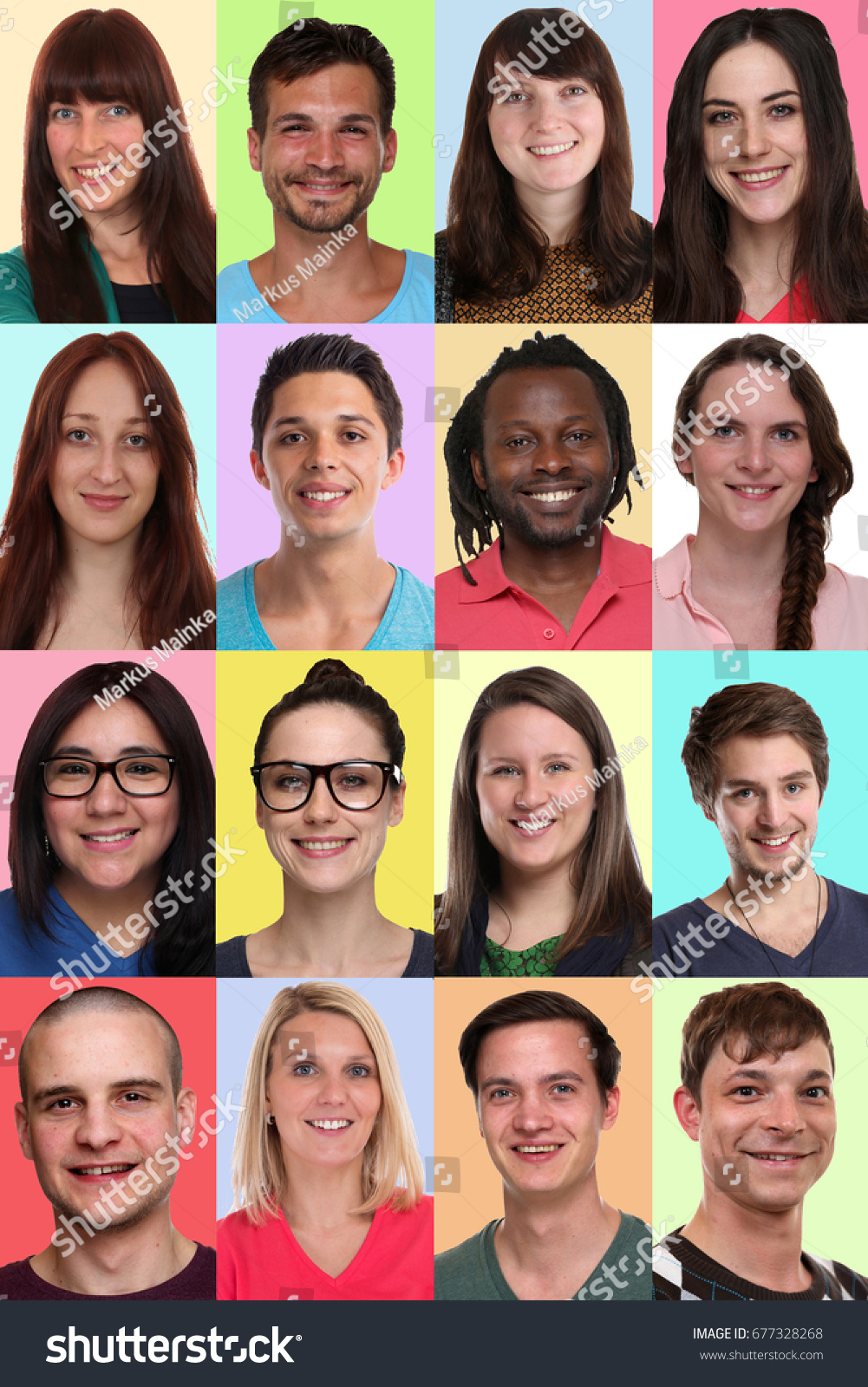 Collage Group Portraits Multiracial Young Smiling Stock Photo (edit Now 