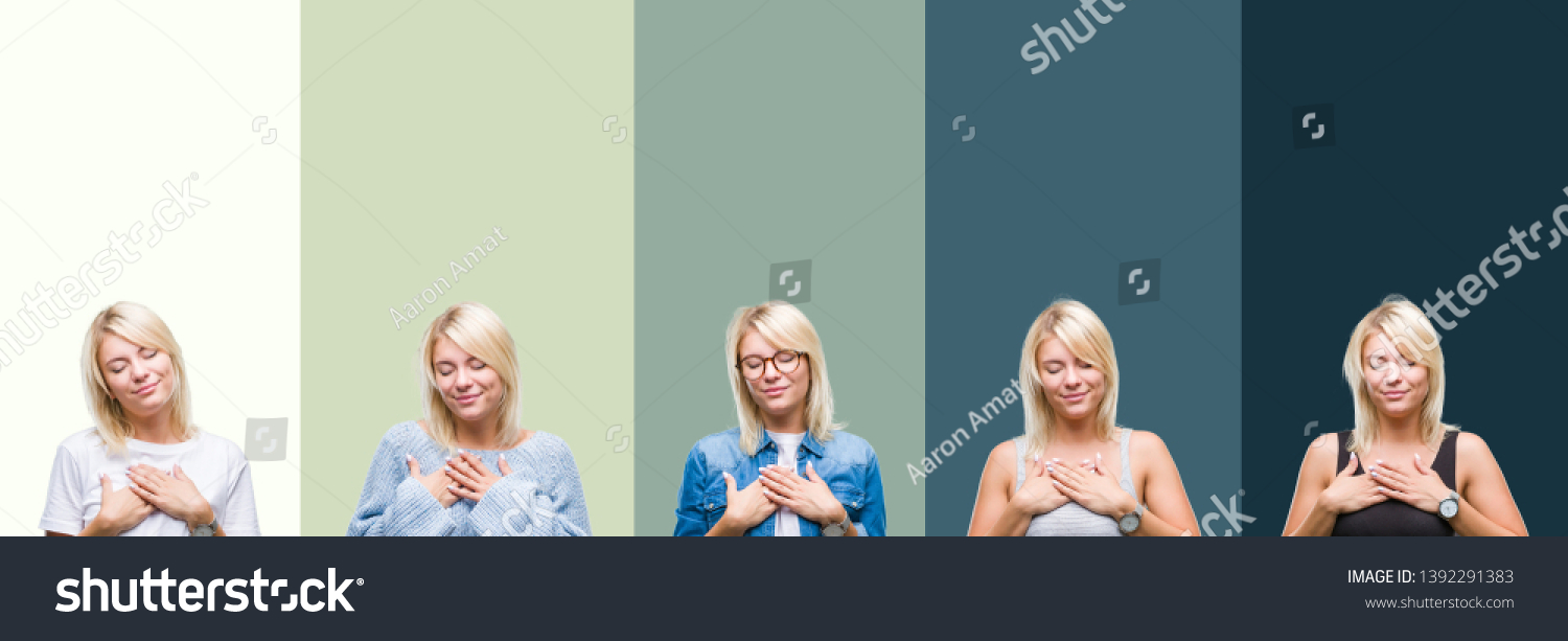  Soft Green Classic  Template Design Featuring Collage of Beautiful Blonde Woman