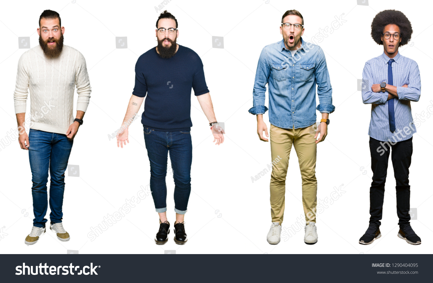 Collage Group Young Men Over White Stock Photo 1290404095 | Shutterstock