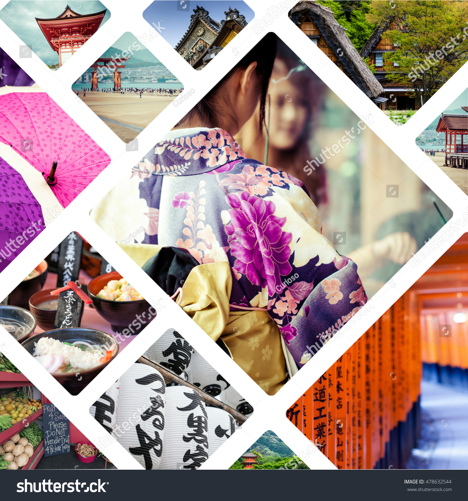 Collage Japan Images Travel Background My Stock Photo 478632544