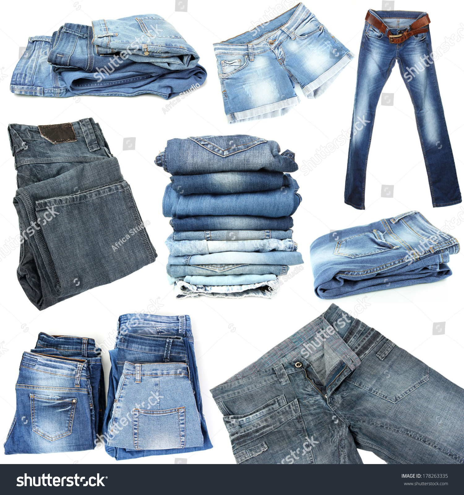 Collage Of Jeans Isolated On White Stock Photo 178263335 : Shutterstock