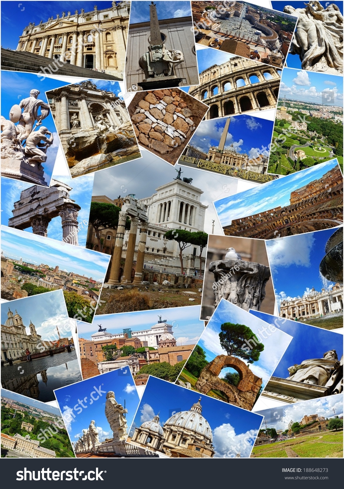 Collage Landmarks Rome Italy Stock Photo 188648273 | Shutterstock