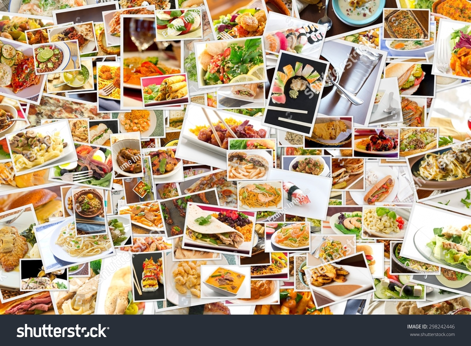 Collage Of Lots Of Popular Worldwide Dinner Foods And Appetizers Stock ...