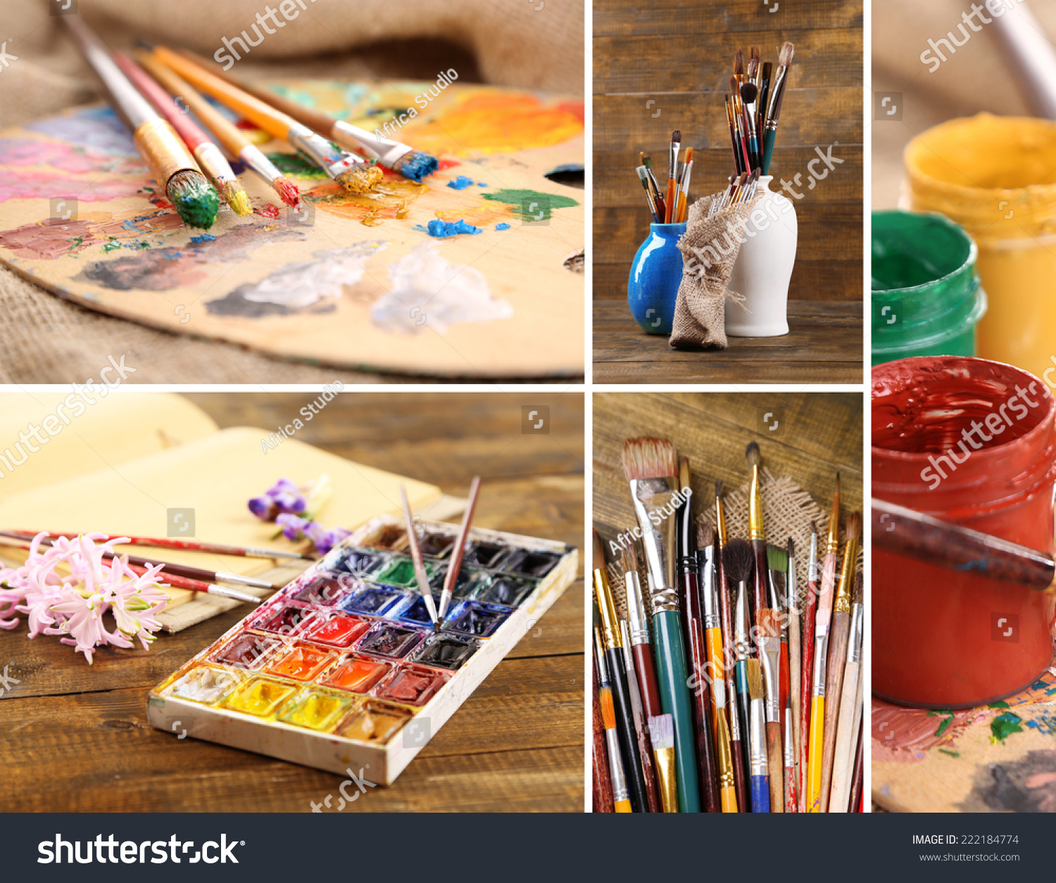 Collage Paints Brushes Stock Photo 222184774 | Shutterstock