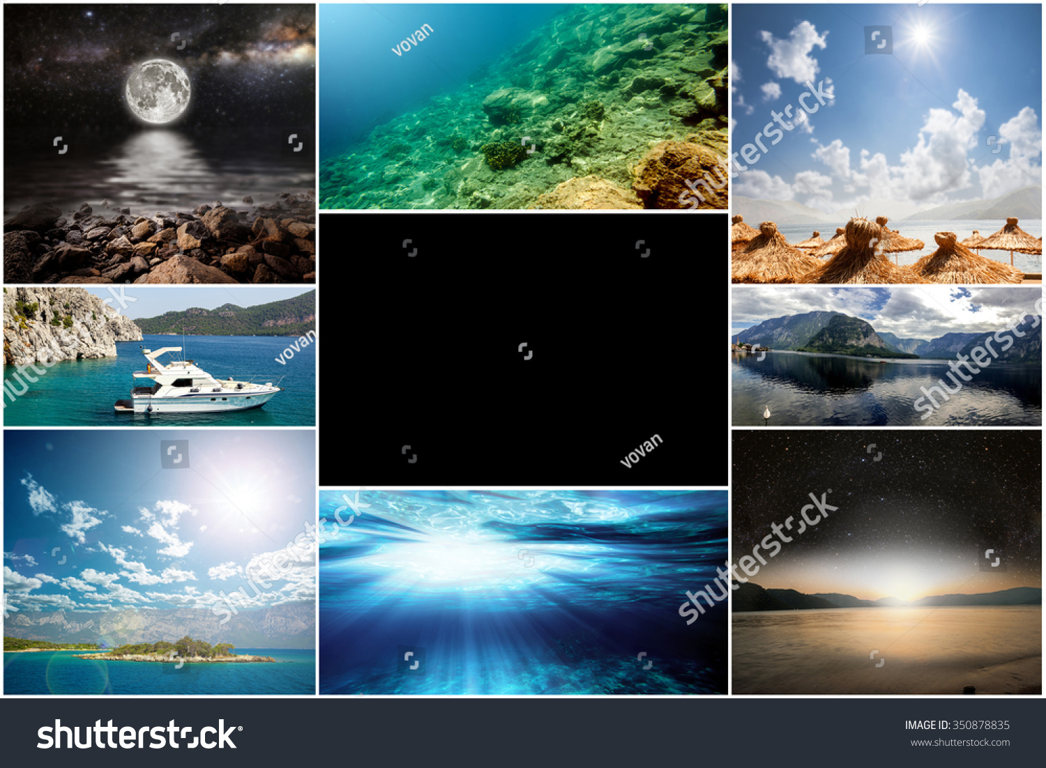 Collage Of Photos From The Sea Travel. Backgrounds Collection